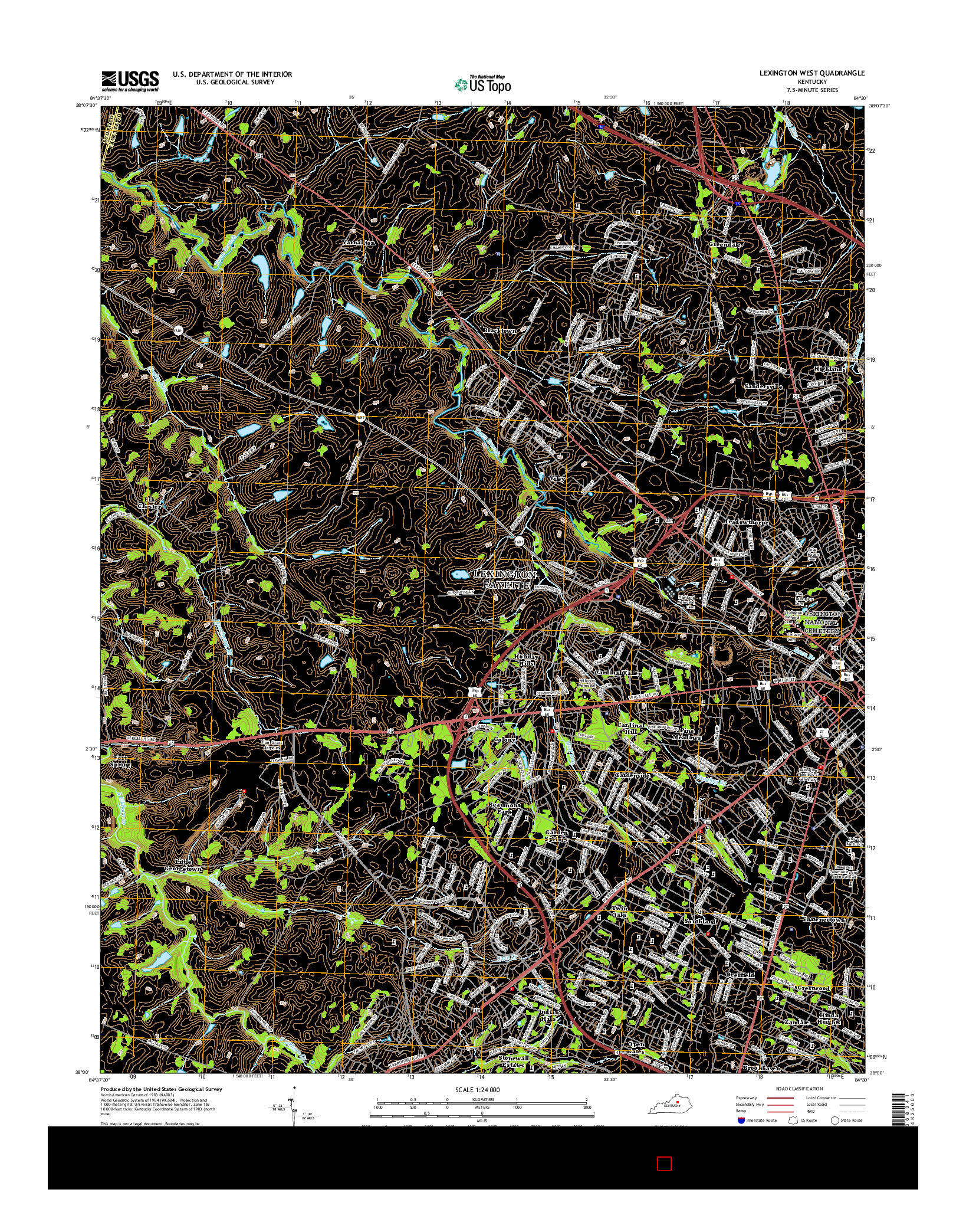 USGS US TOPO 7.5-MINUTE MAP FOR LEXINGTON WEST, KY 2016