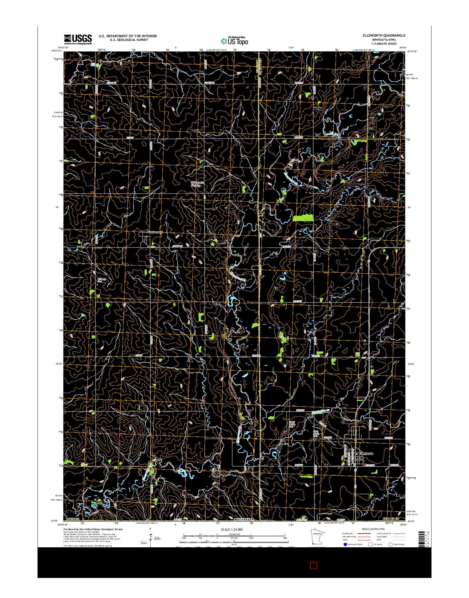 USGS US TOPO 7.5-MINUTE MAP FOR ELLSWORTH, MN-IA 2016