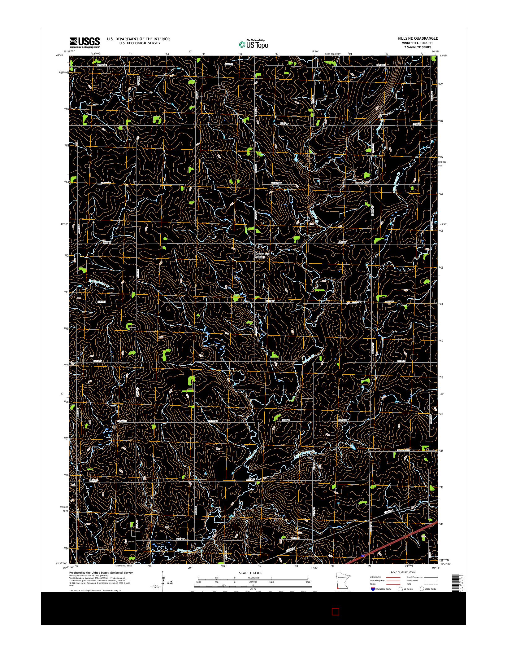 USGS US TOPO 7.5-MINUTE MAP FOR HILLS NE, MN 2016