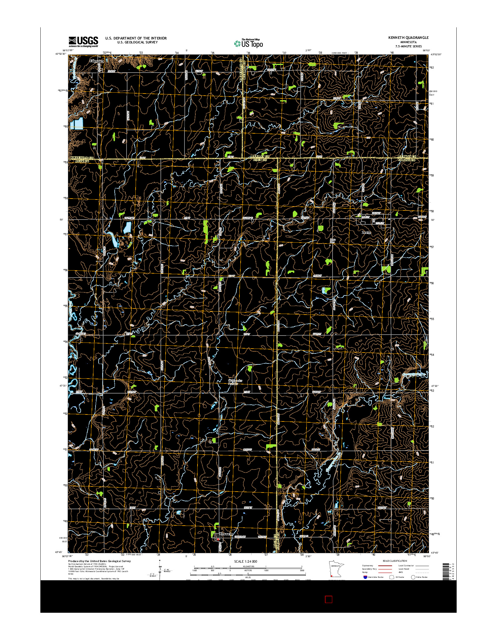 USGS US TOPO 7.5-MINUTE MAP FOR KENNETH, MN 2016