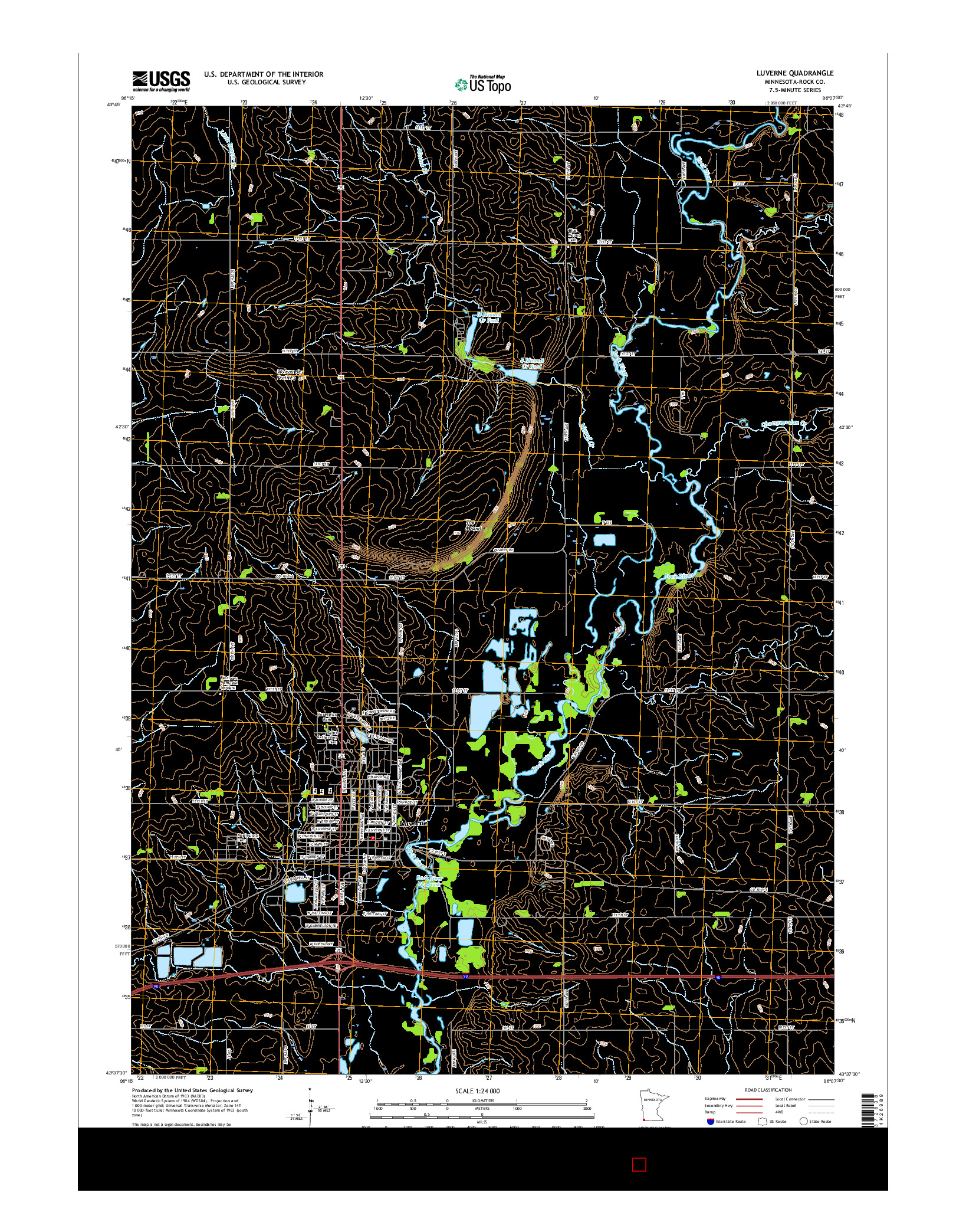 USGS US TOPO 7.5-MINUTE MAP FOR LUVERNE, MN 2016