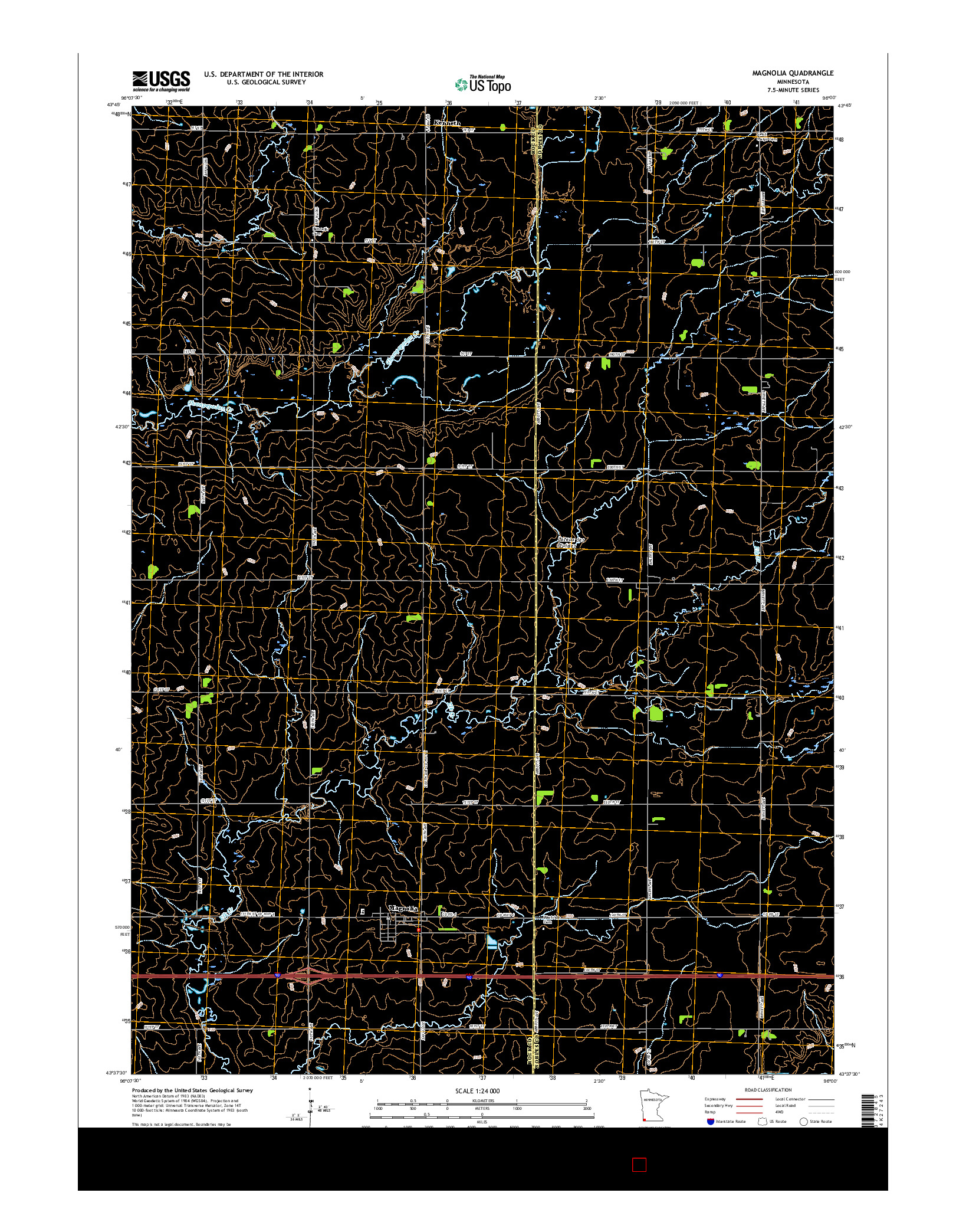 USGS US TOPO 7.5-MINUTE MAP FOR MAGNOLIA, MN 2016