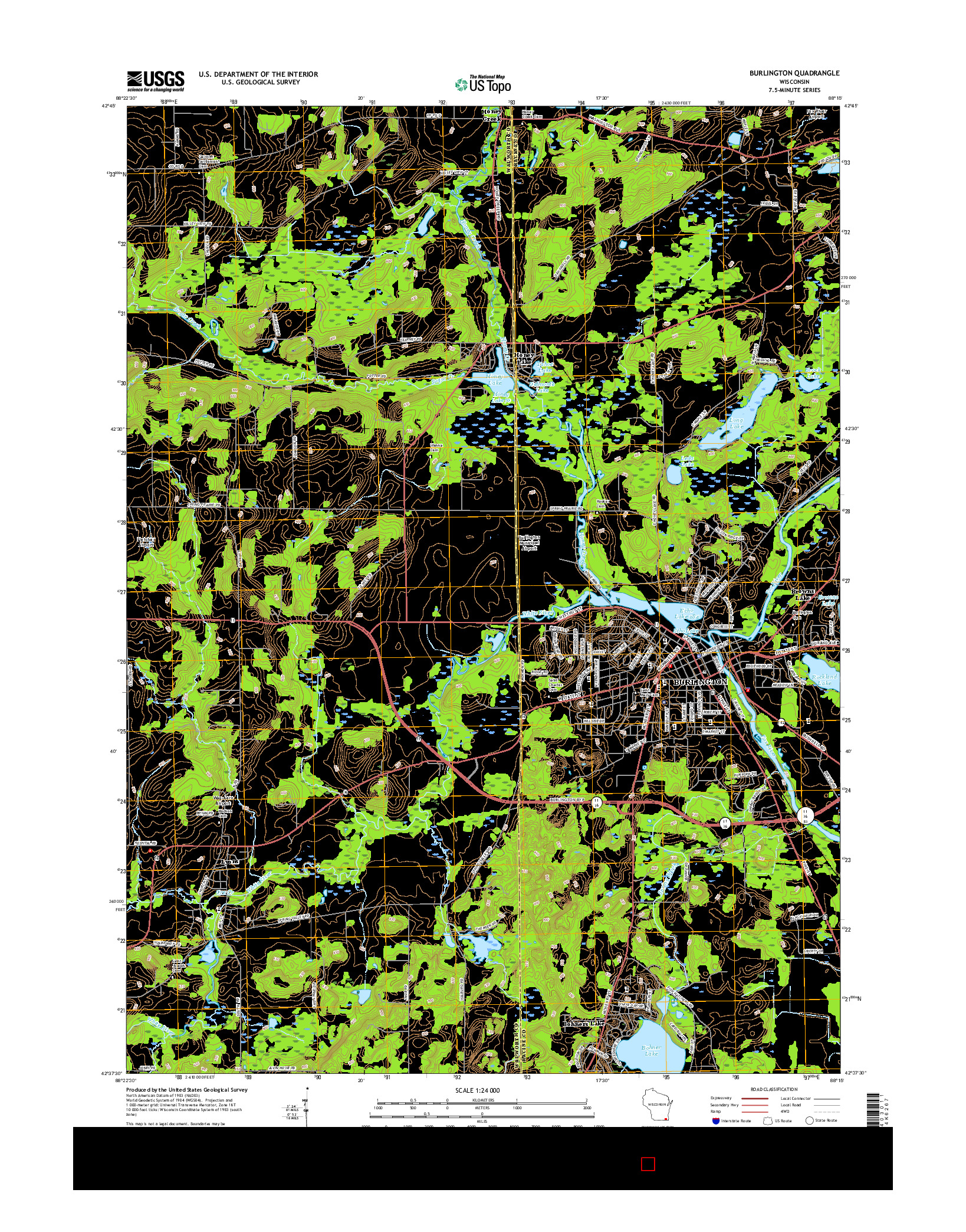 USGS US TOPO 7.5-MINUTE MAP FOR BURLINGTON, WI 2016