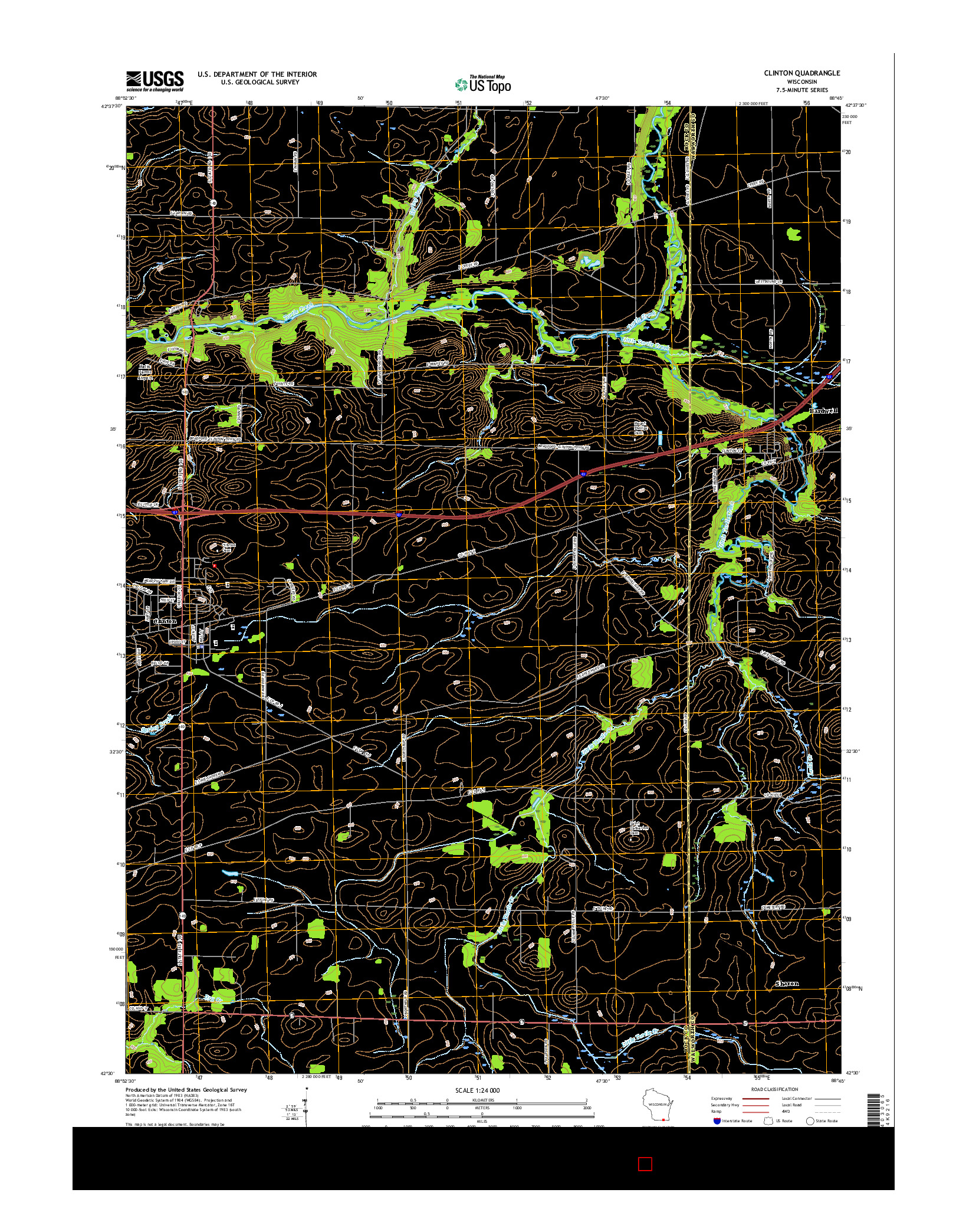 USGS US TOPO 7.5-MINUTE MAP FOR CLINTON, WI 2016