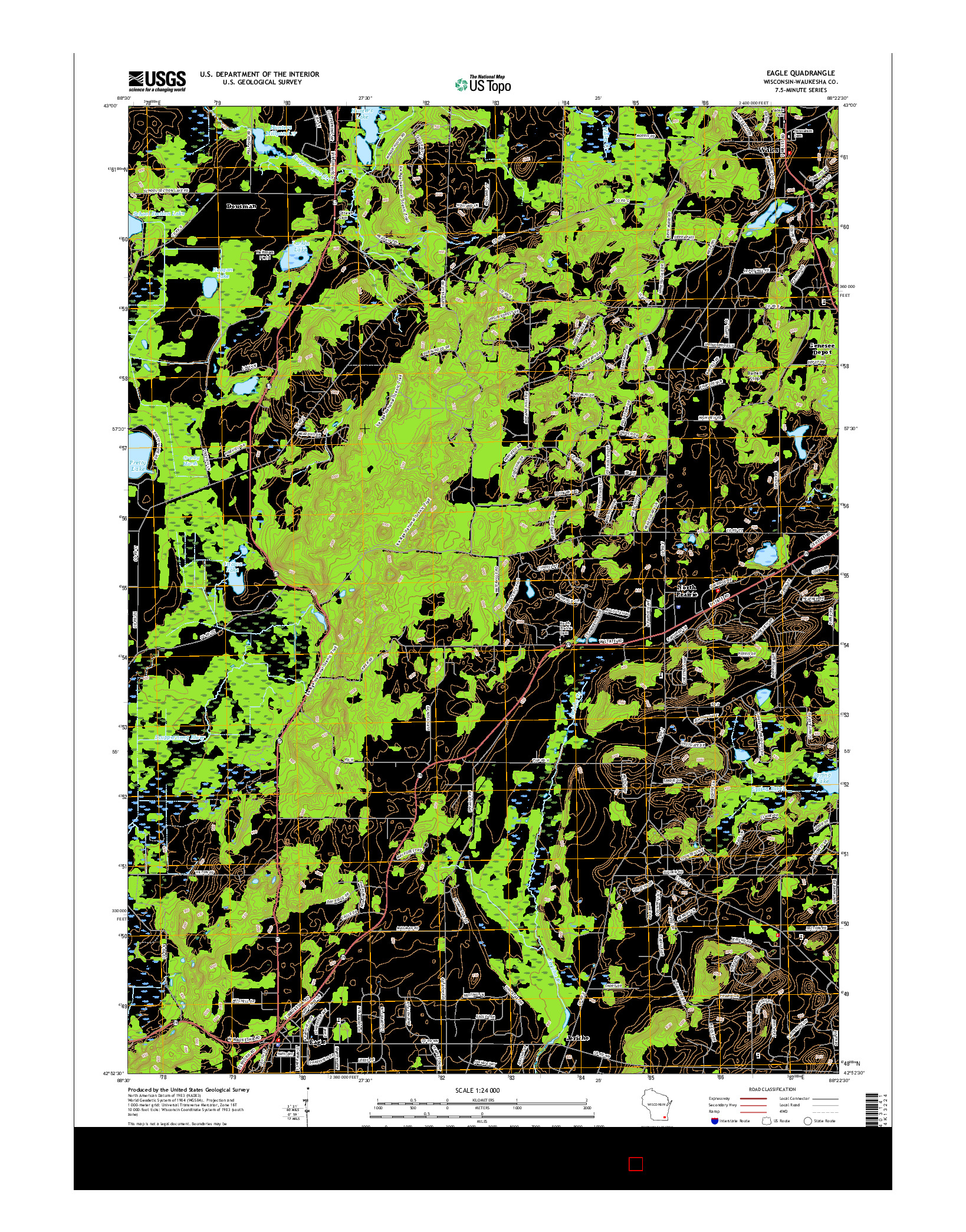 USGS US TOPO 7.5-MINUTE MAP FOR EAGLE, WI 2016