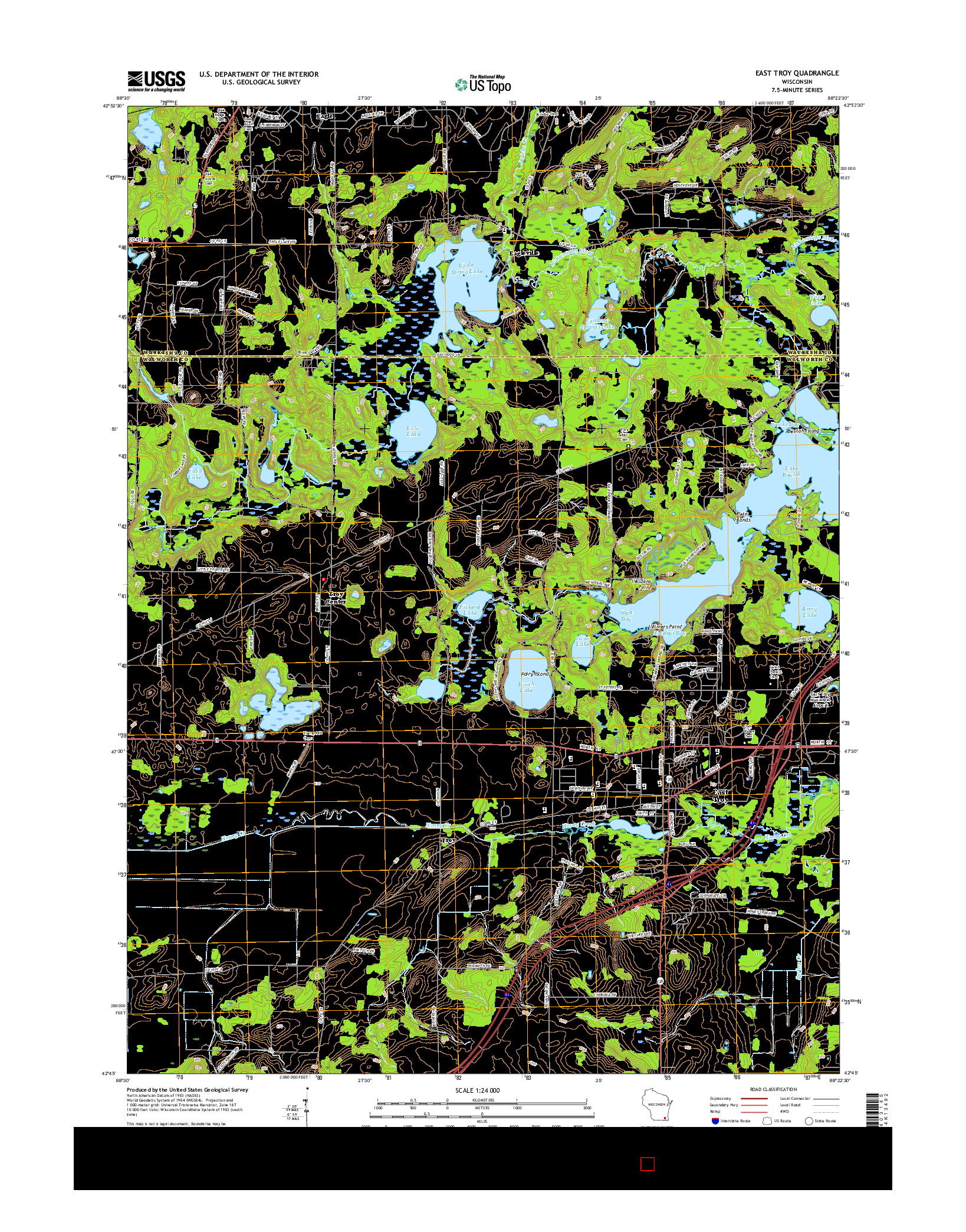 USGS US TOPO 7.5-MINUTE MAP FOR EAST TROY, WI 2016