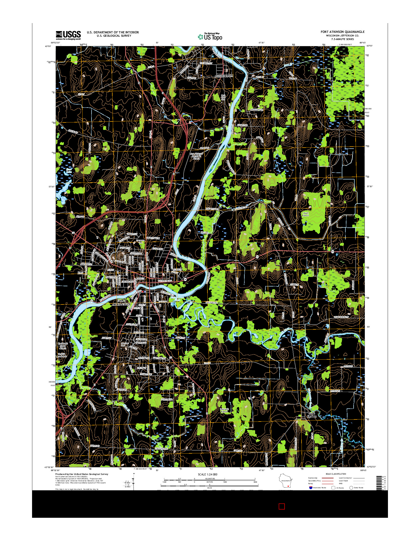 USGS US TOPO 7.5-MINUTE MAP FOR FORT ATKINSON, WI 2016