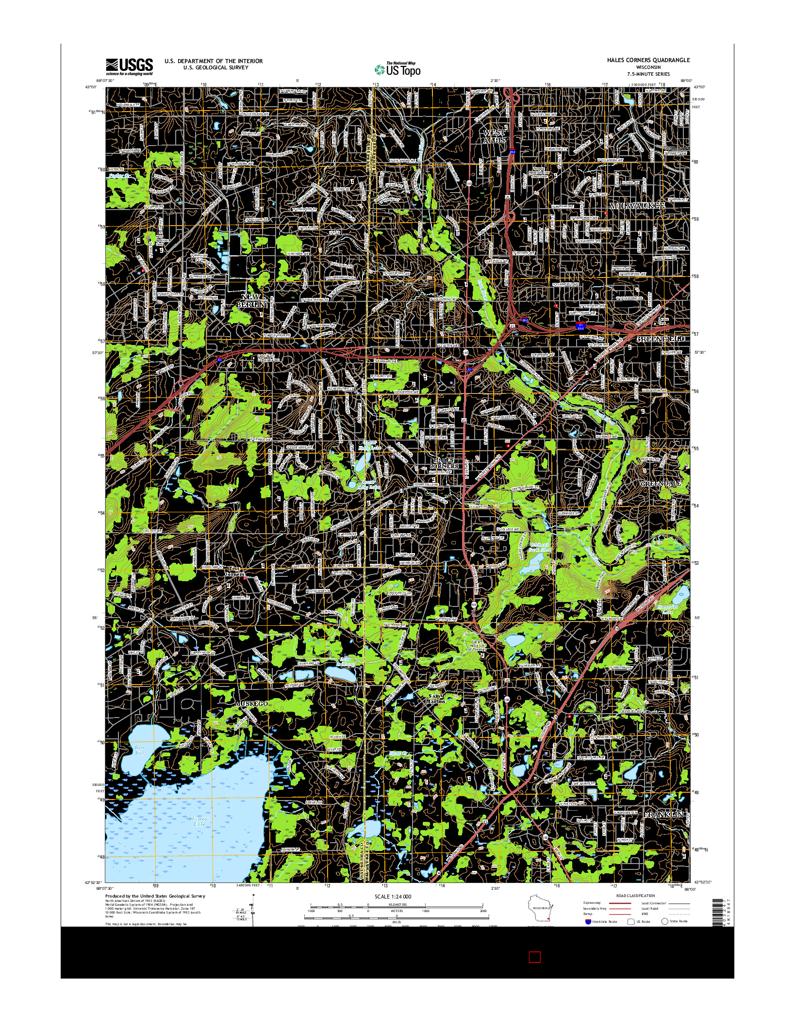 USGS US TOPO 7.5-MINUTE MAP FOR HALES CORNERS, WI 2016