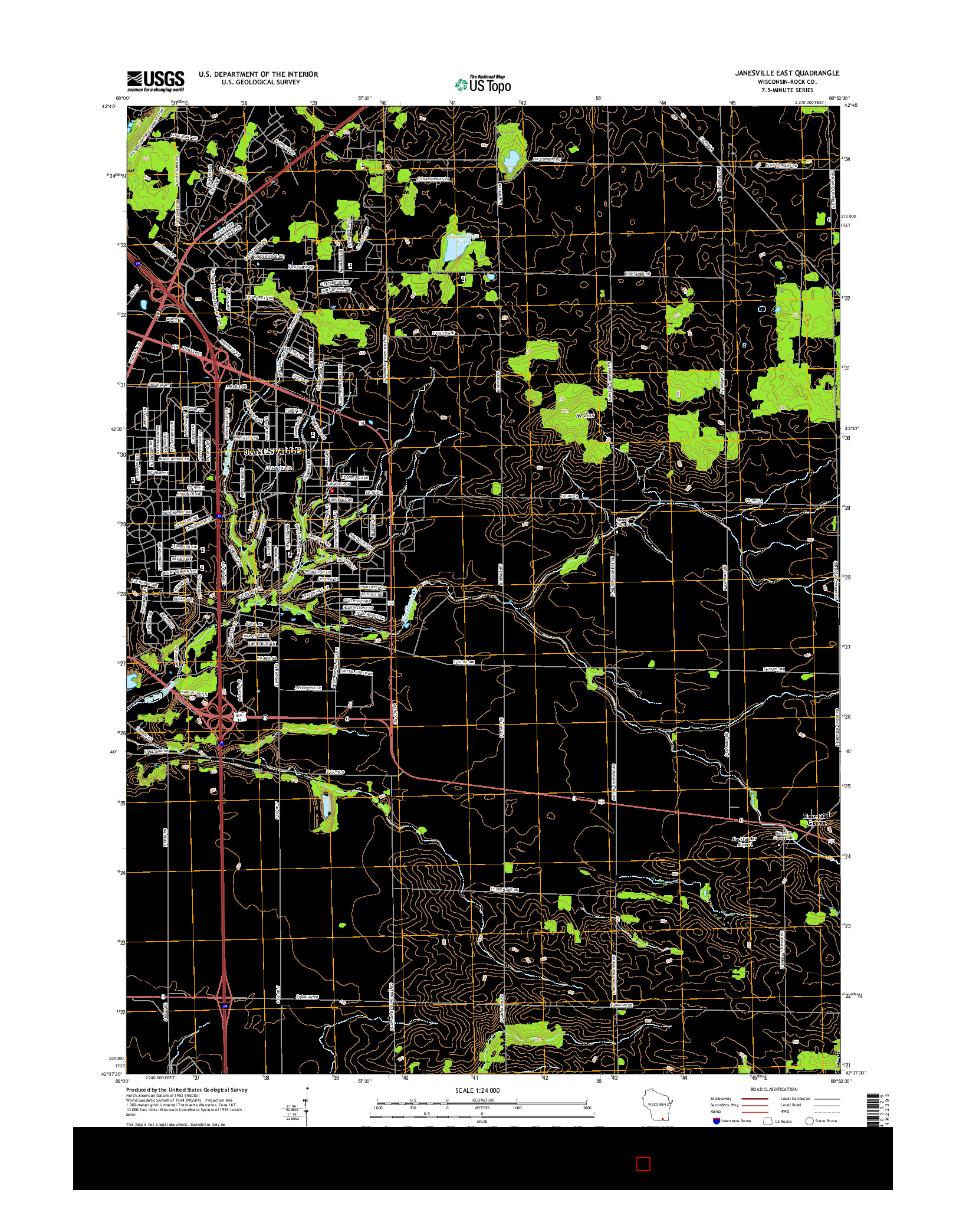 USGS US TOPO 7.5-MINUTE MAP FOR JANESVILLE EAST, WI 2016
