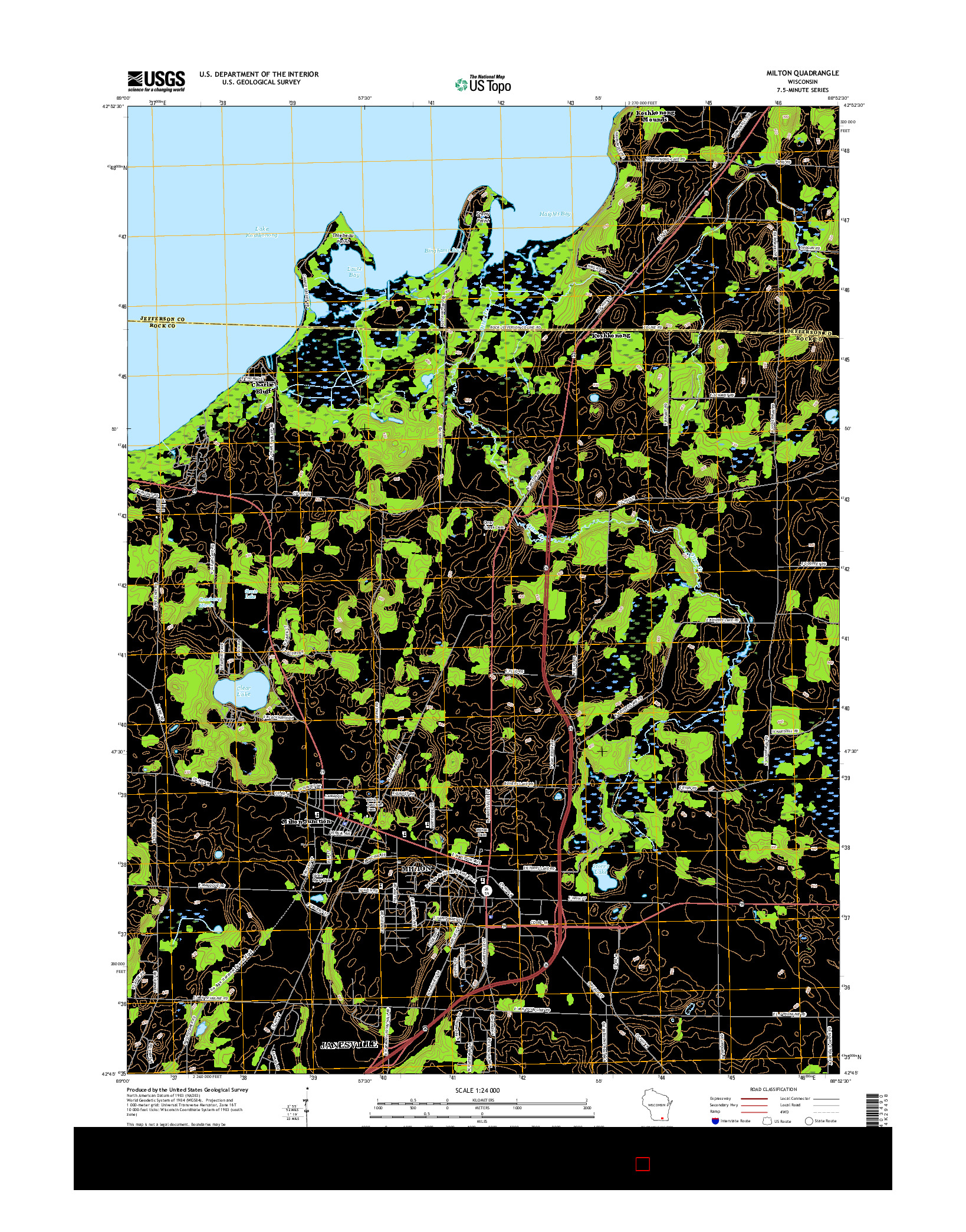 USGS US TOPO 7.5-MINUTE MAP FOR MILTON, WI 2016