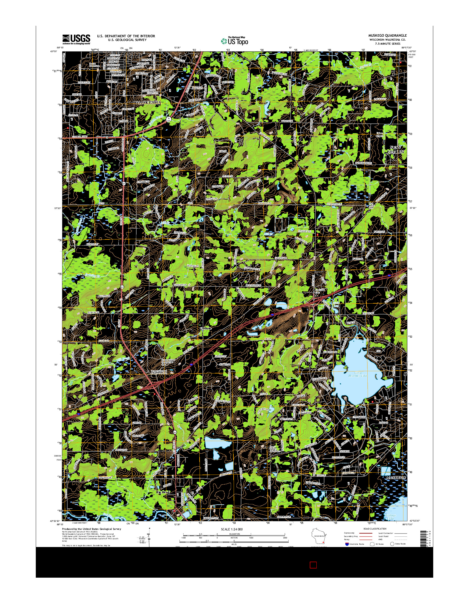 USGS US TOPO 7.5-MINUTE MAP FOR MUSKEGO, WI 2016
