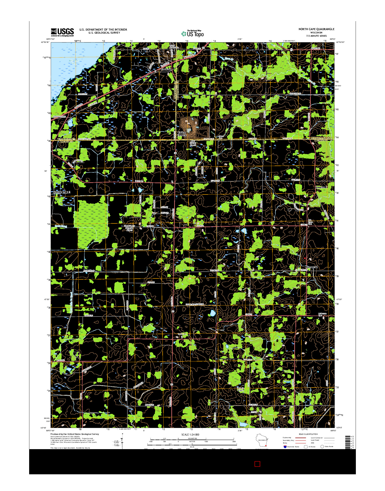 USGS US TOPO 7.5-MINUTE MAP FOR NORTH CAPE, WI 2016