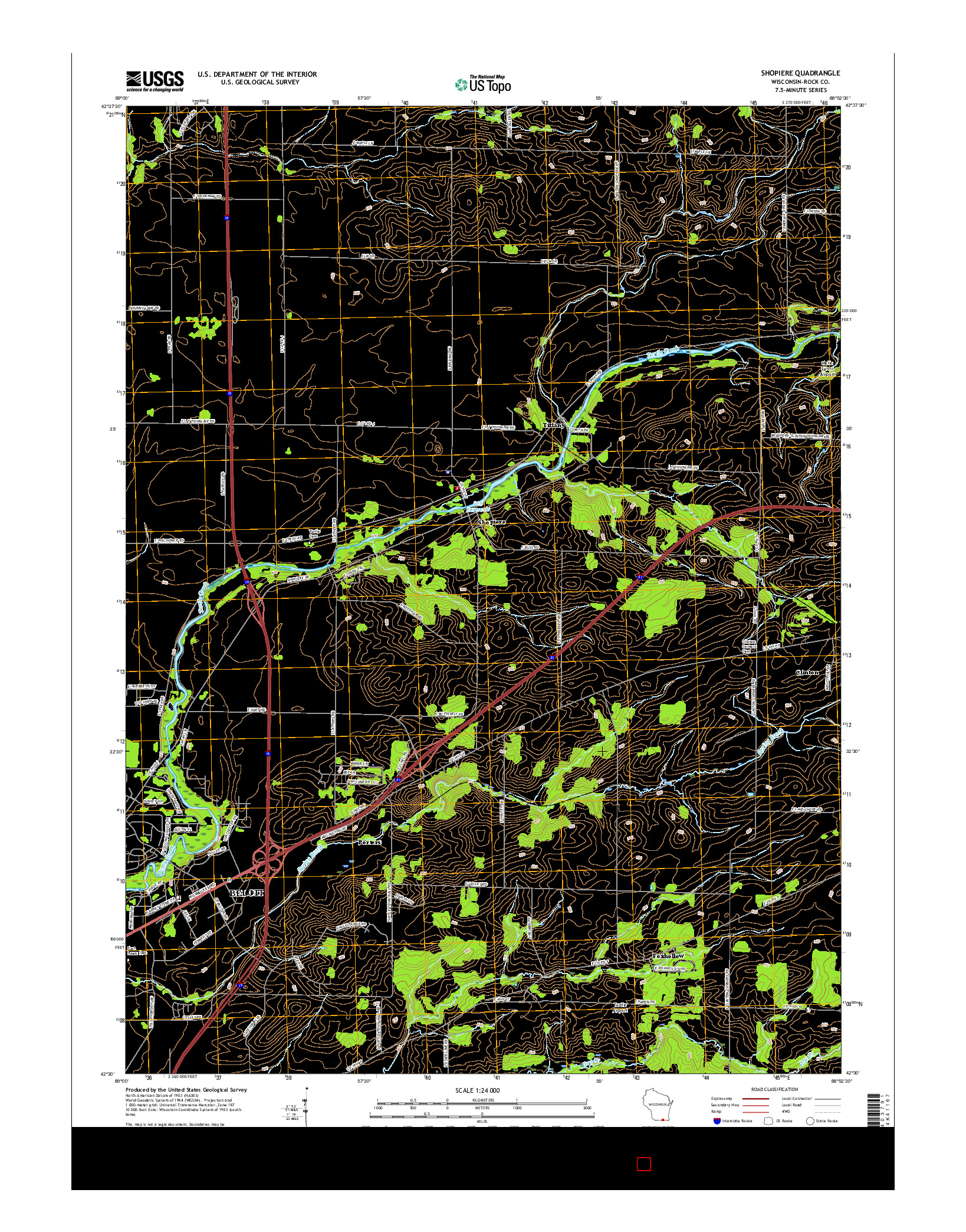 USGS US TOPO 7.5-MINUTE MAP FOR SHOPIERE, WI 2016