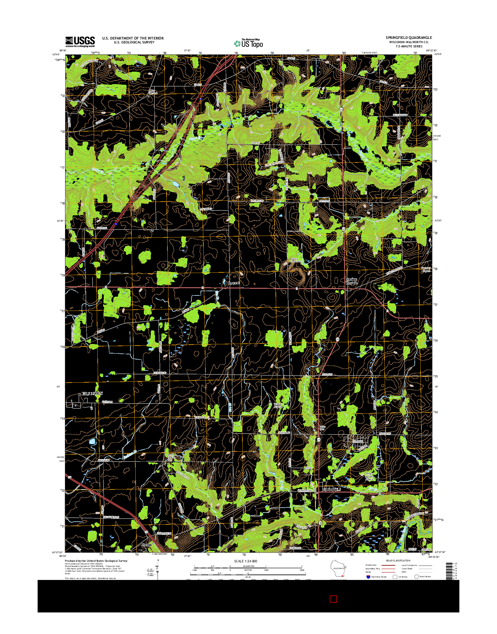 USGS US TOPO 7.5-MINUTE MAP FOR SPRINGFIELD, WI 2016