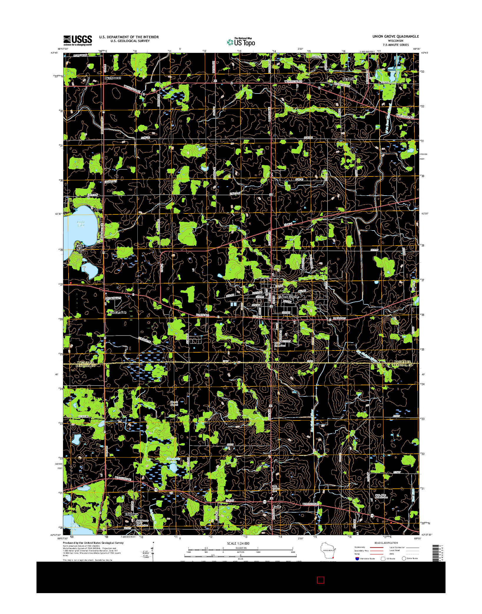 USGS US TOPO 7.5-MINUTE MAP FOR UNION GROVE, WI 2016