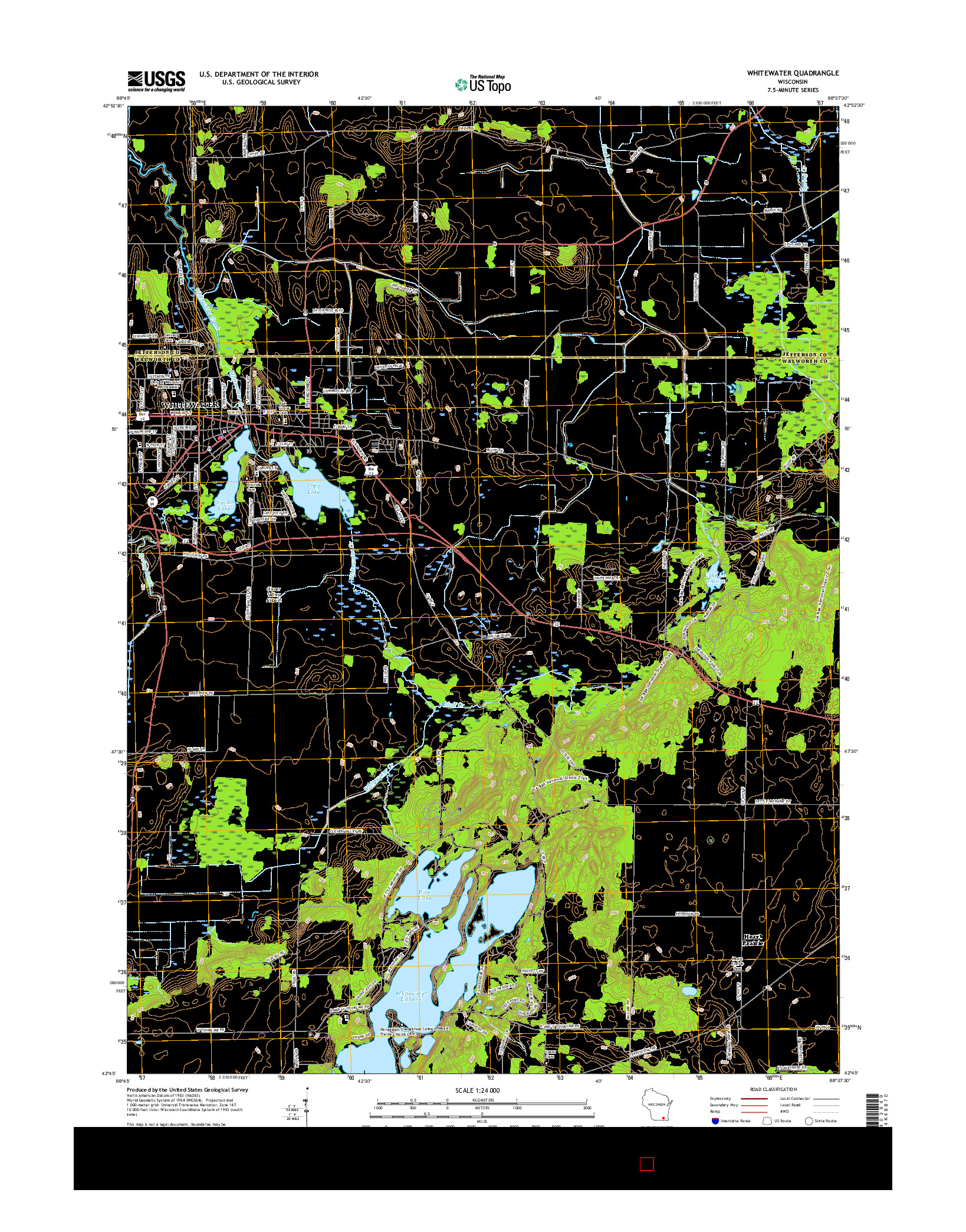 USGS US TOPO 7.5-MINUTE MAP FOR WHITEWATER, WI 2016