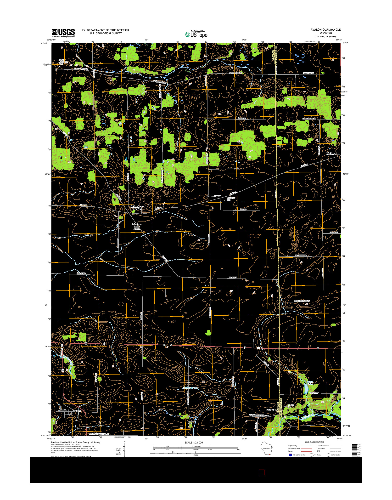 USGS US TOPO 7.5-MINUTE MAP FOR AVALON, WI 2016