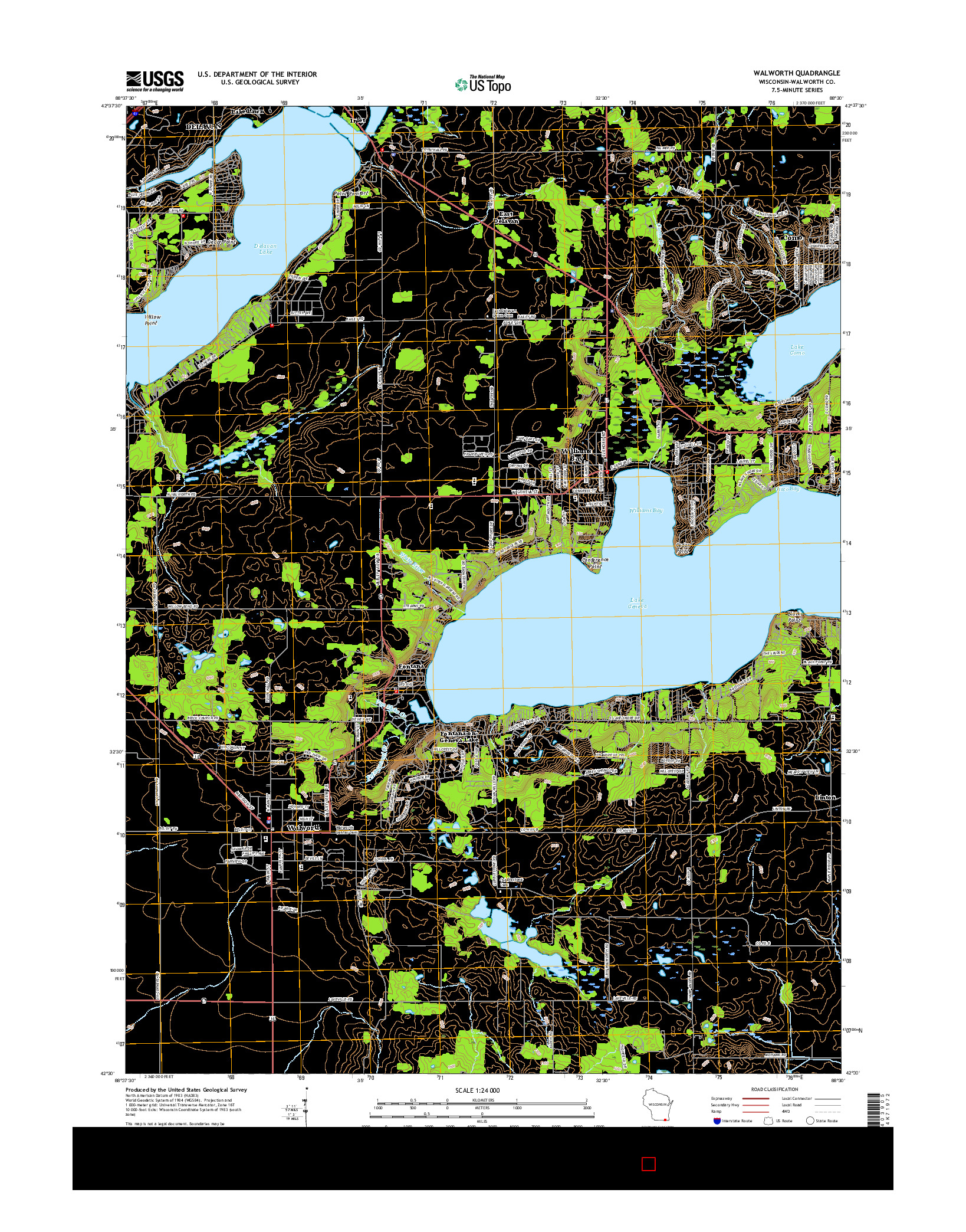 USGS US TOPO 7.5-MINUTE MAP FOR WALWORTH, WI 2016