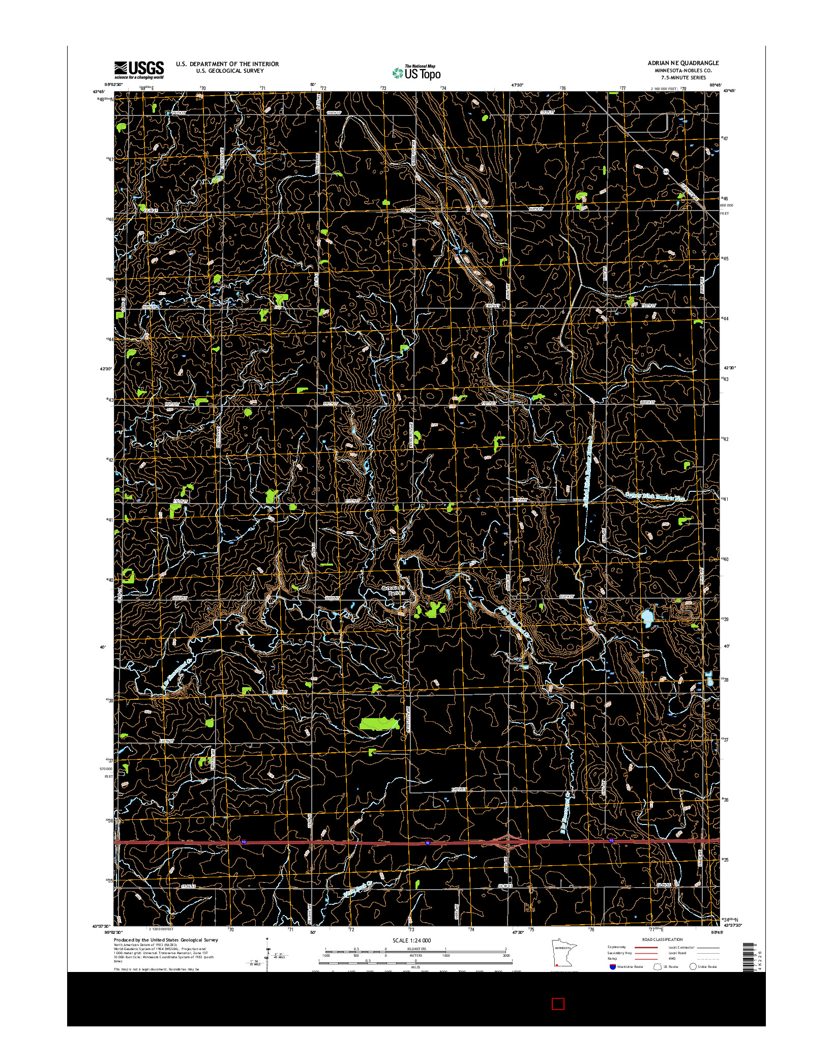 USGS US TOPO 7.5-MINUTE MAP FOR ADRIAN NE, MN 2016