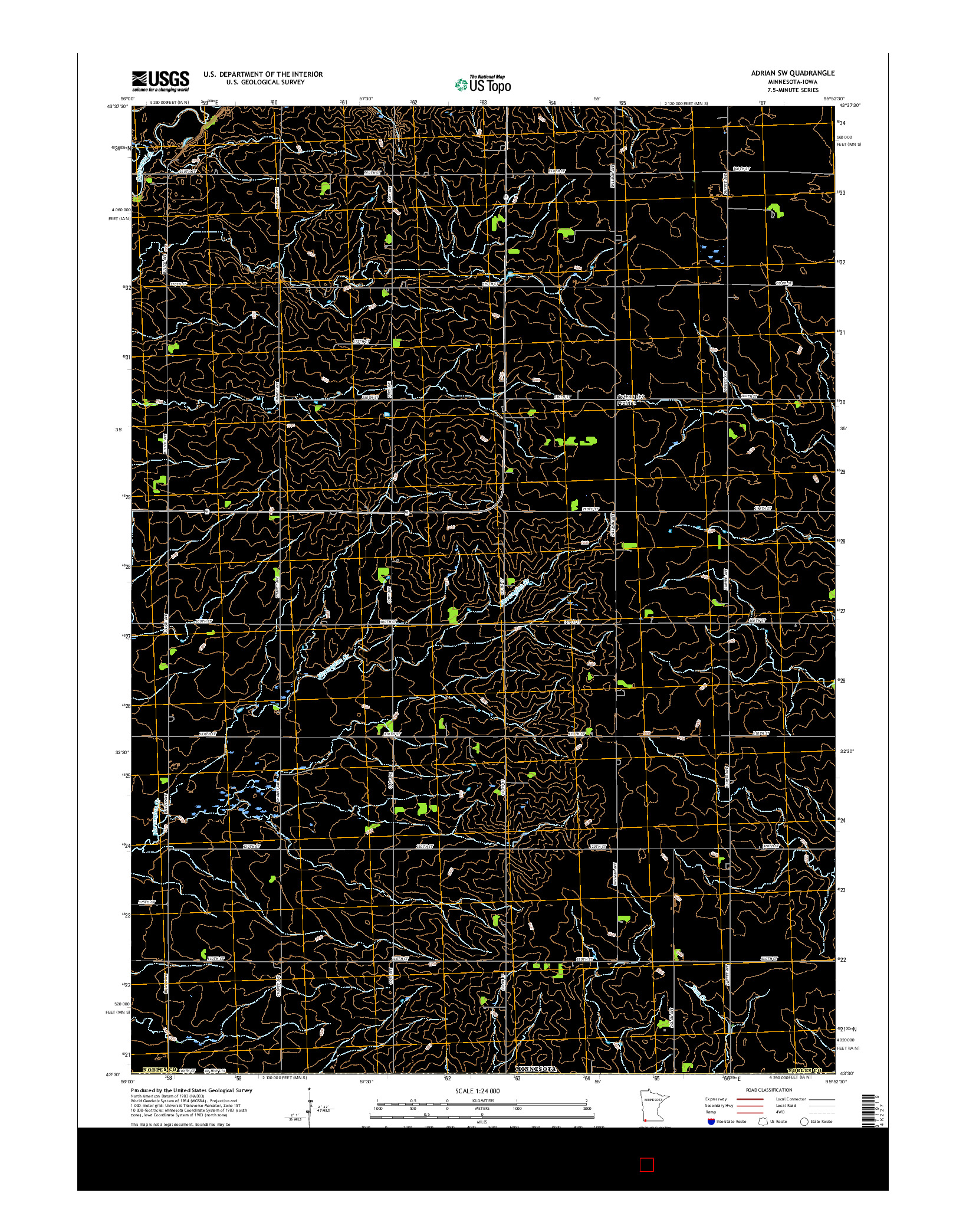 USGS US TOPO 7.5-MINUTE MAP FOR ADRIAN SW, MN-IA 2016