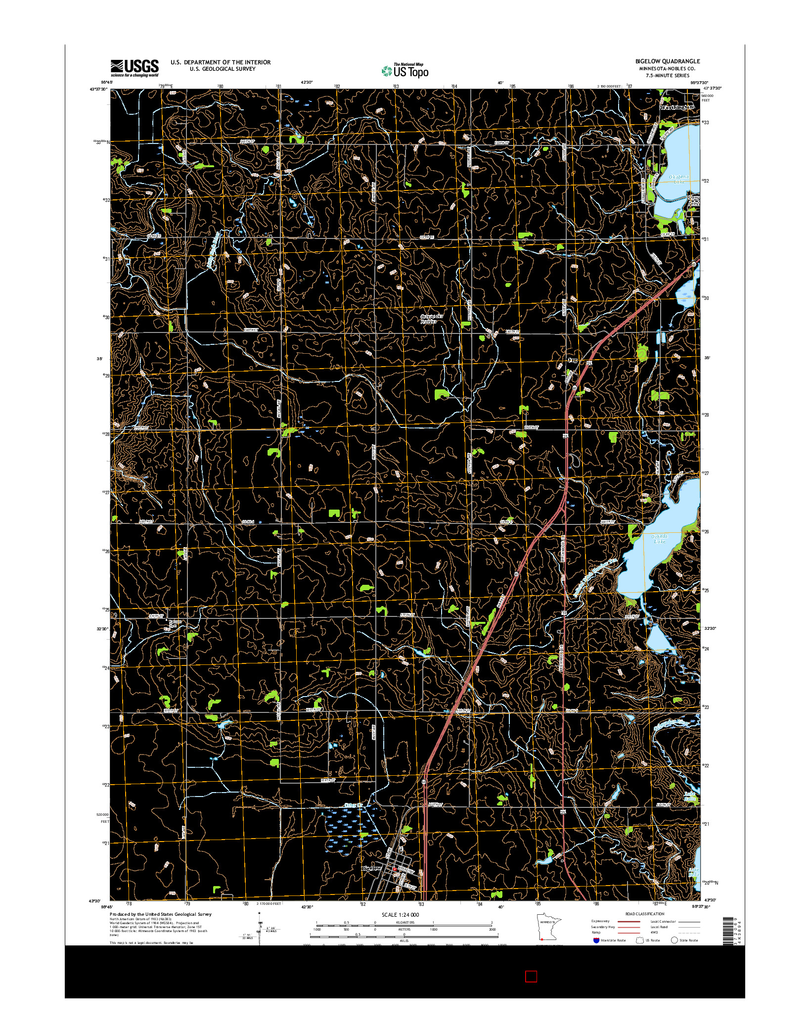 USGS US TOPO 7.5-MINUTE MAP FOR BIGELOW, MN 2016