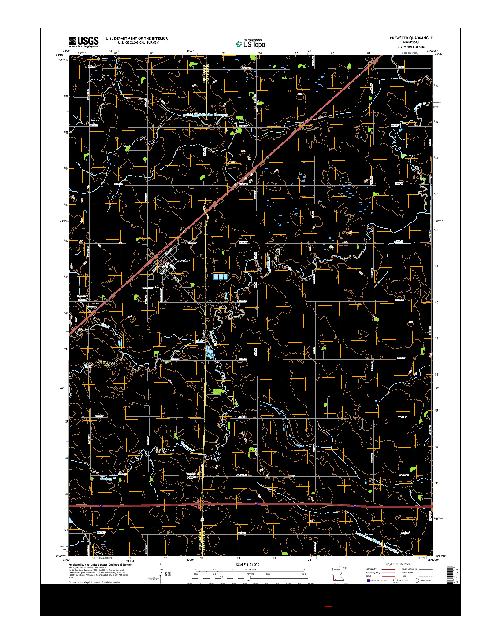 USGS US TOPO 7.5-MINUTE MAP FOR BREWSTER, MN 2016