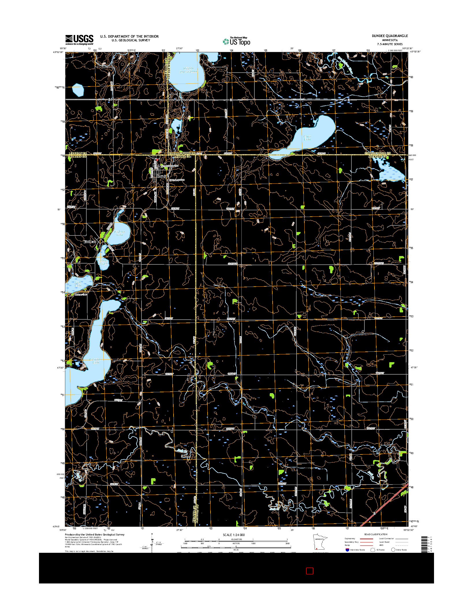 USGS US TOPO 7.5-MINUTE MAP FOR DUNDEE, MN 2016