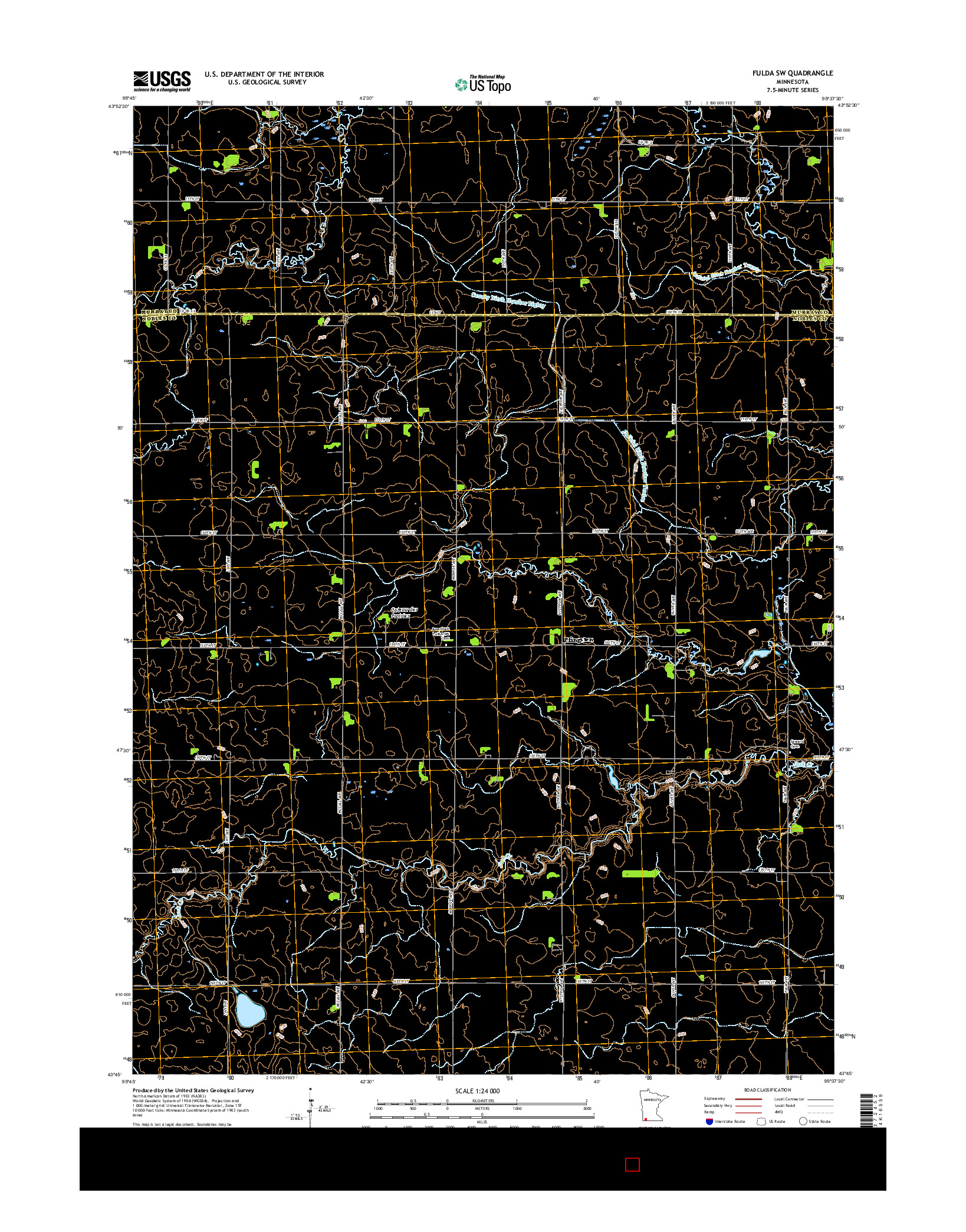 USGS US TOPO 7.5-MINUTE MAP FOR FULDA SW, MN 2016