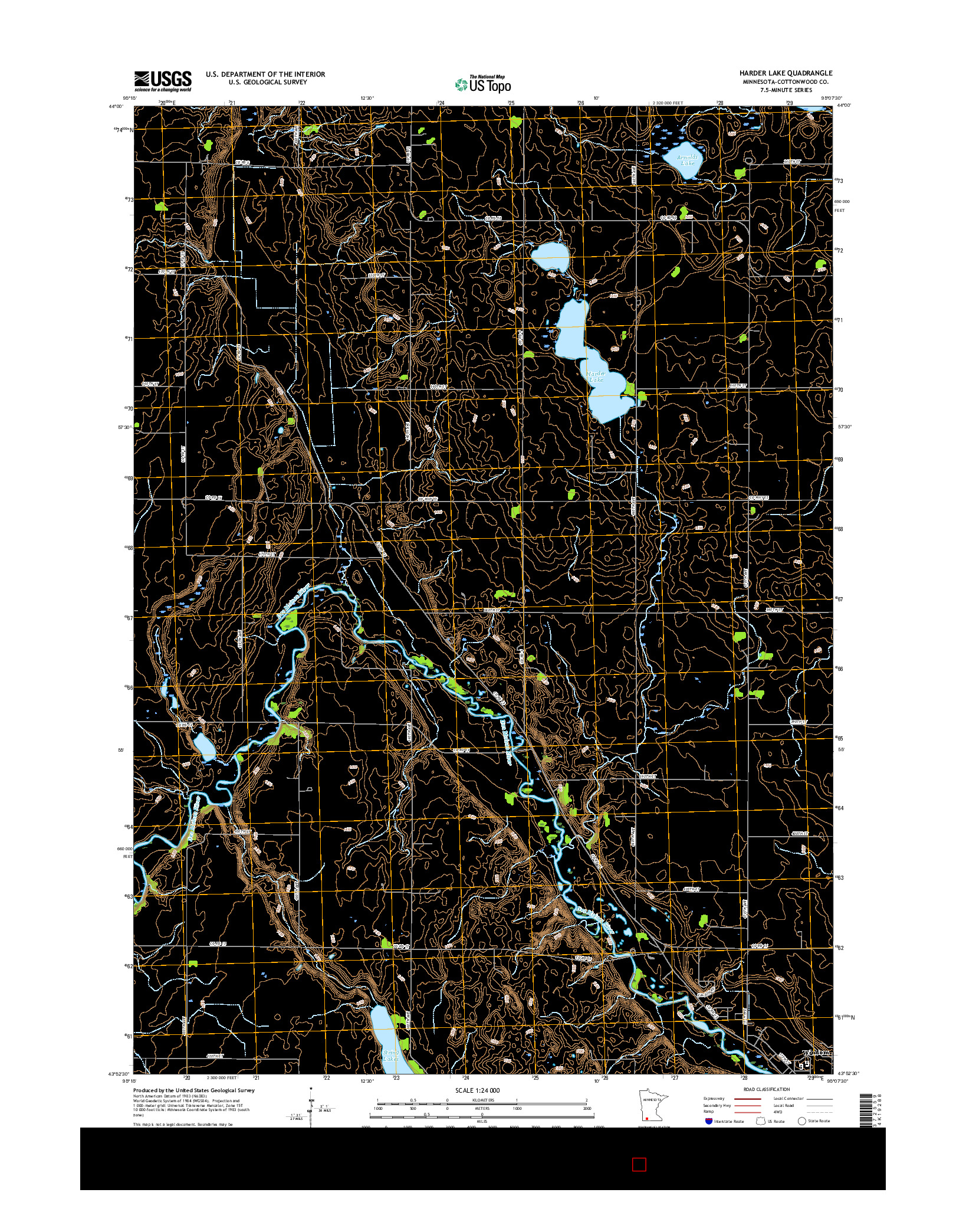USGS US TOPO 7.5-MINUTE MAP FOR HARDER LAKE, MN 2016
