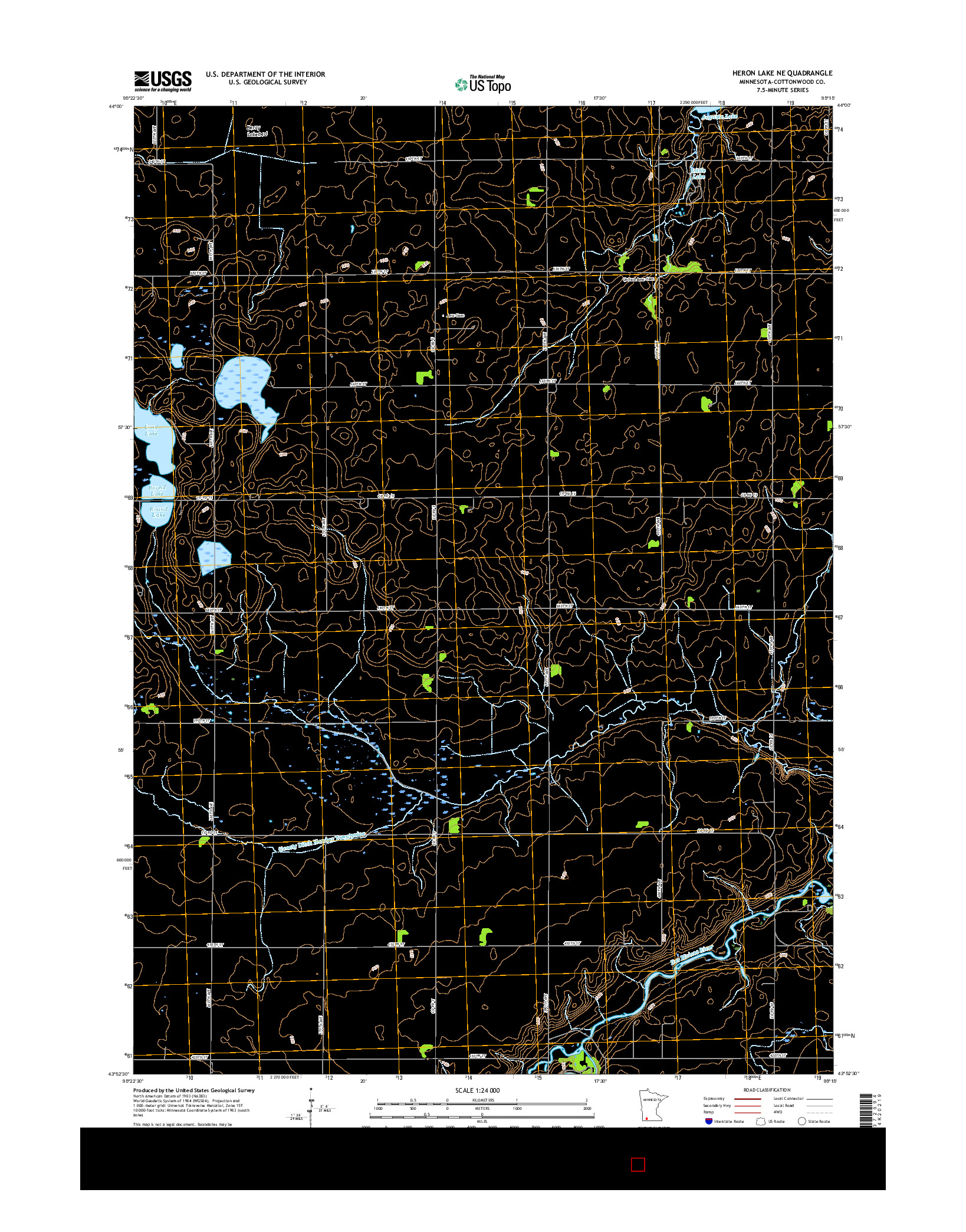 USGS US TOPO 7.5-MINUTE MAP FOR HERON LAKE NE, MN 2016