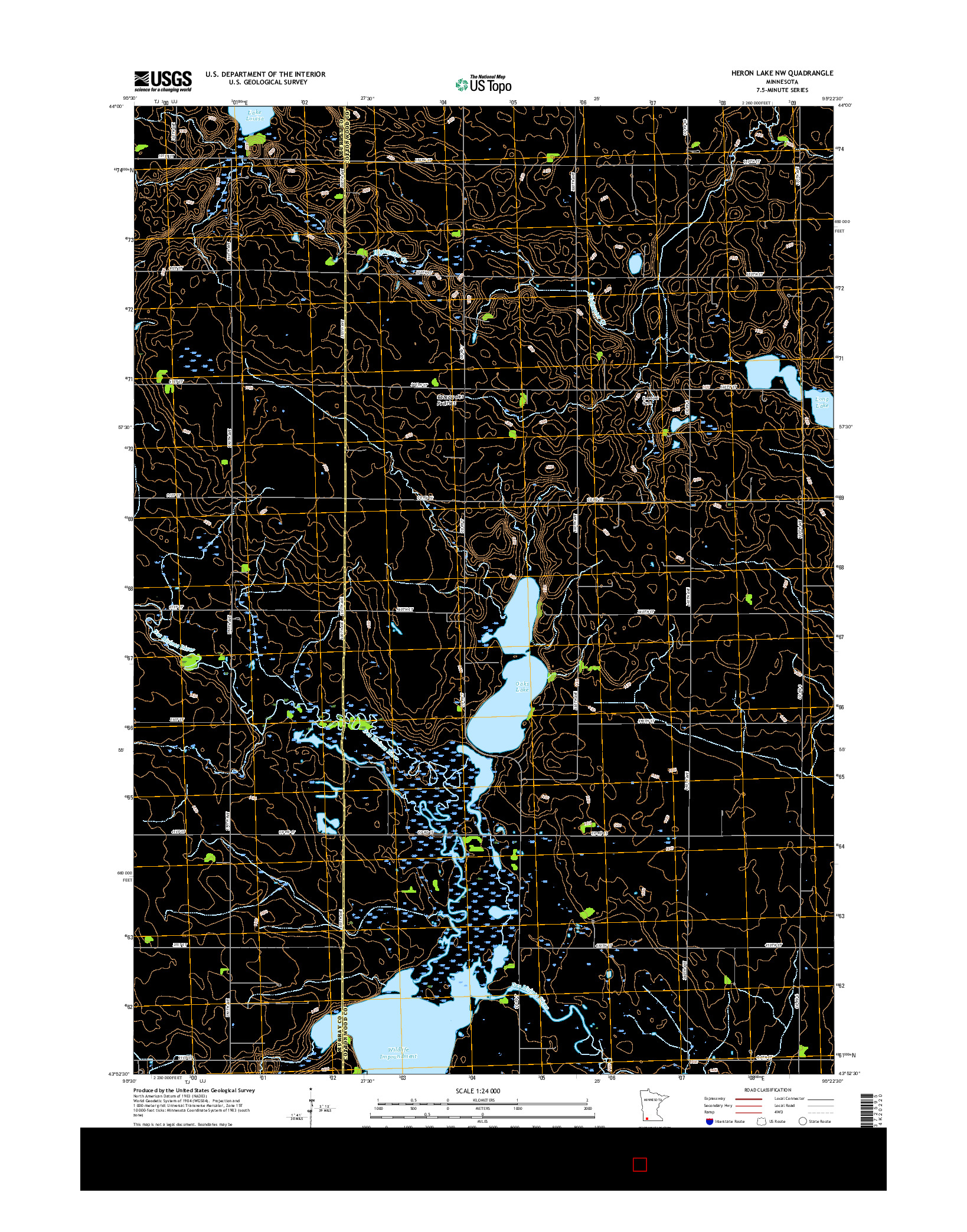 USGS US TOPO 7.5-MINUTE MAP FOR HERON LAKE NW, MN 2016