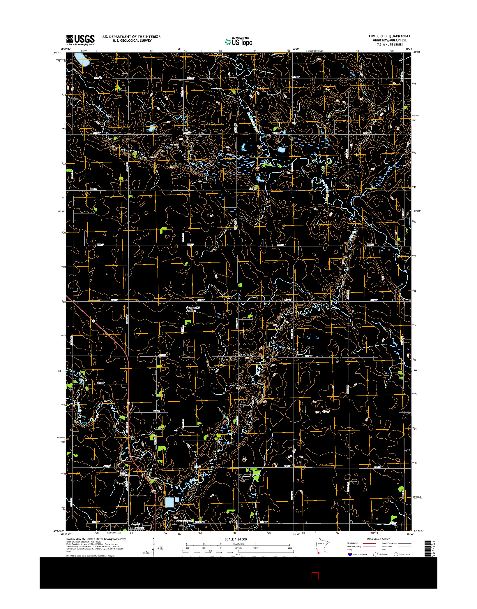USGS US TOPO 7.5-MINUTE MAP FOR LIME CREEK, MN 2016
