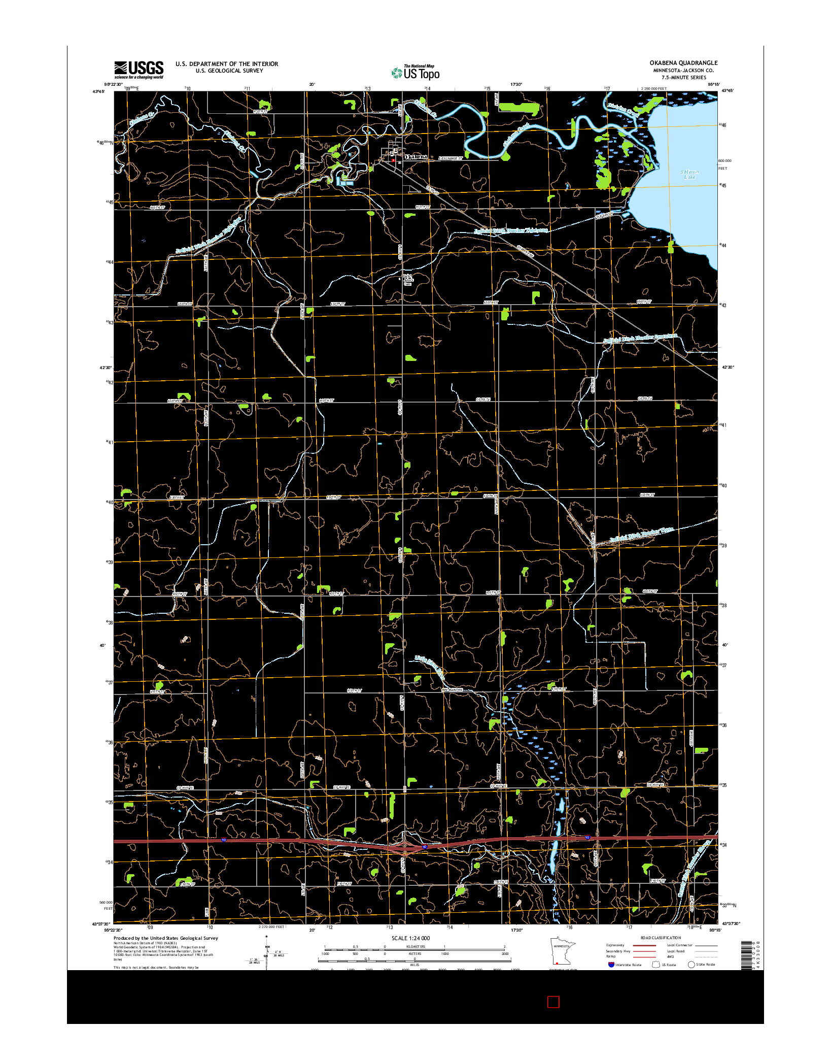 USGS US TOPO 7.5-MINUTE MAP FOR OKABENA, MN 2016