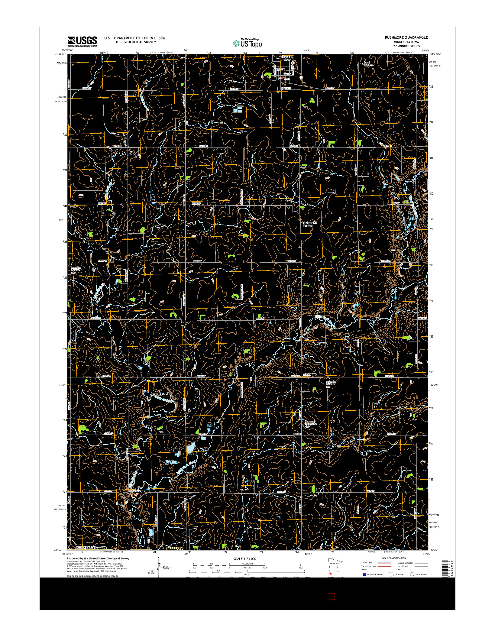USGS US TOPO 7.5-MINUTE MAP FOR RUSHMORE, MN-IA 2016
