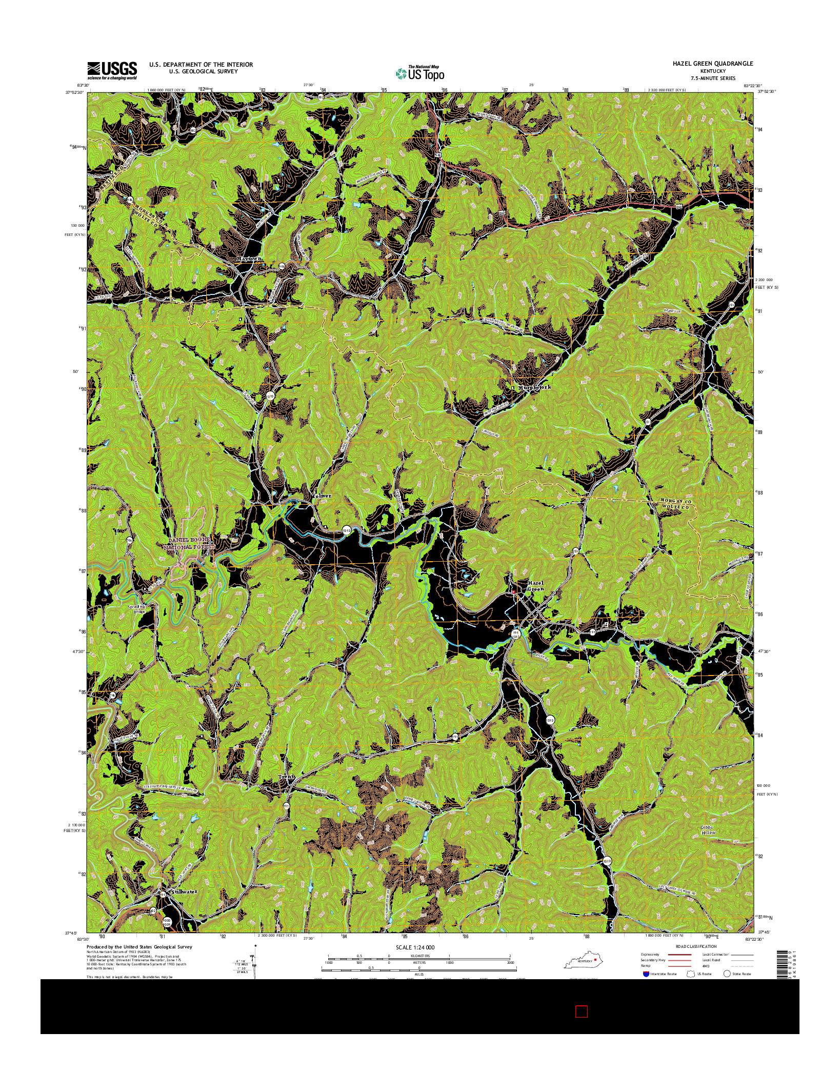 USGS US TOPO 7.5-MINUTE MAP FOR HAZEL GREEN, KY 2016