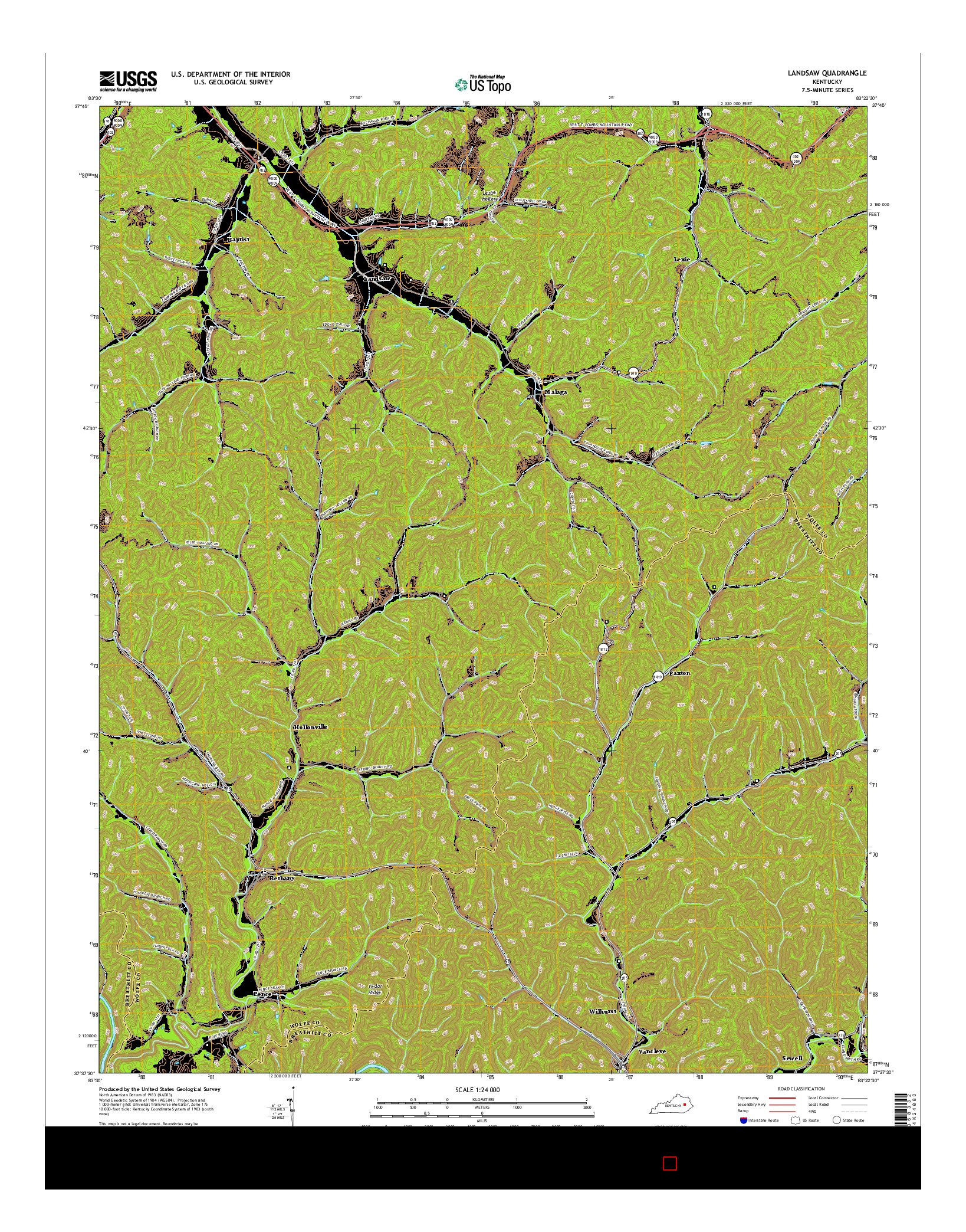 USGS US TOPO 7.5-MINUTE MAP FOR LANDSAW, KY 2016