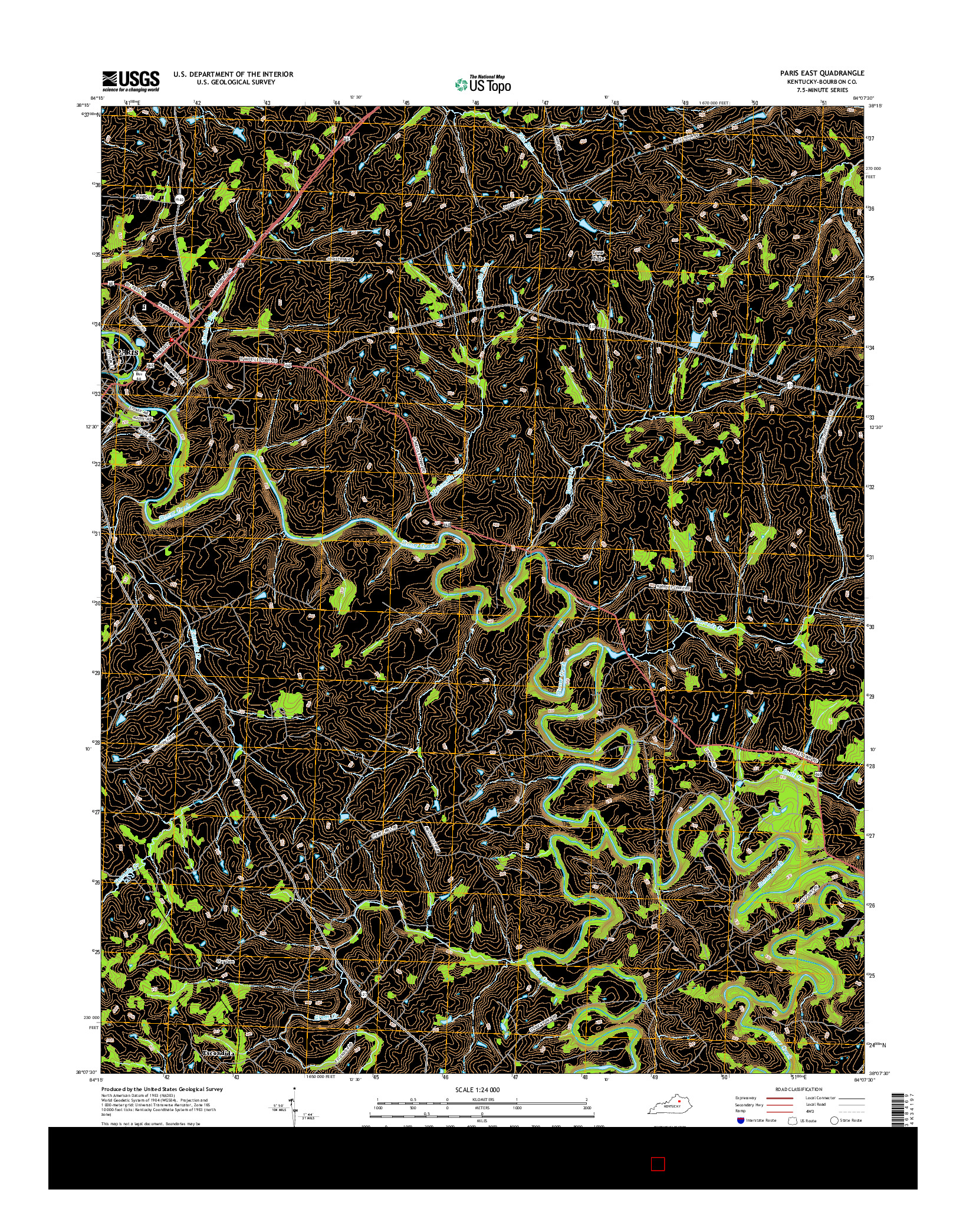 USGS US TOPO 7.5-MINUTE MAP FOR PARIS EAST, KY 2016