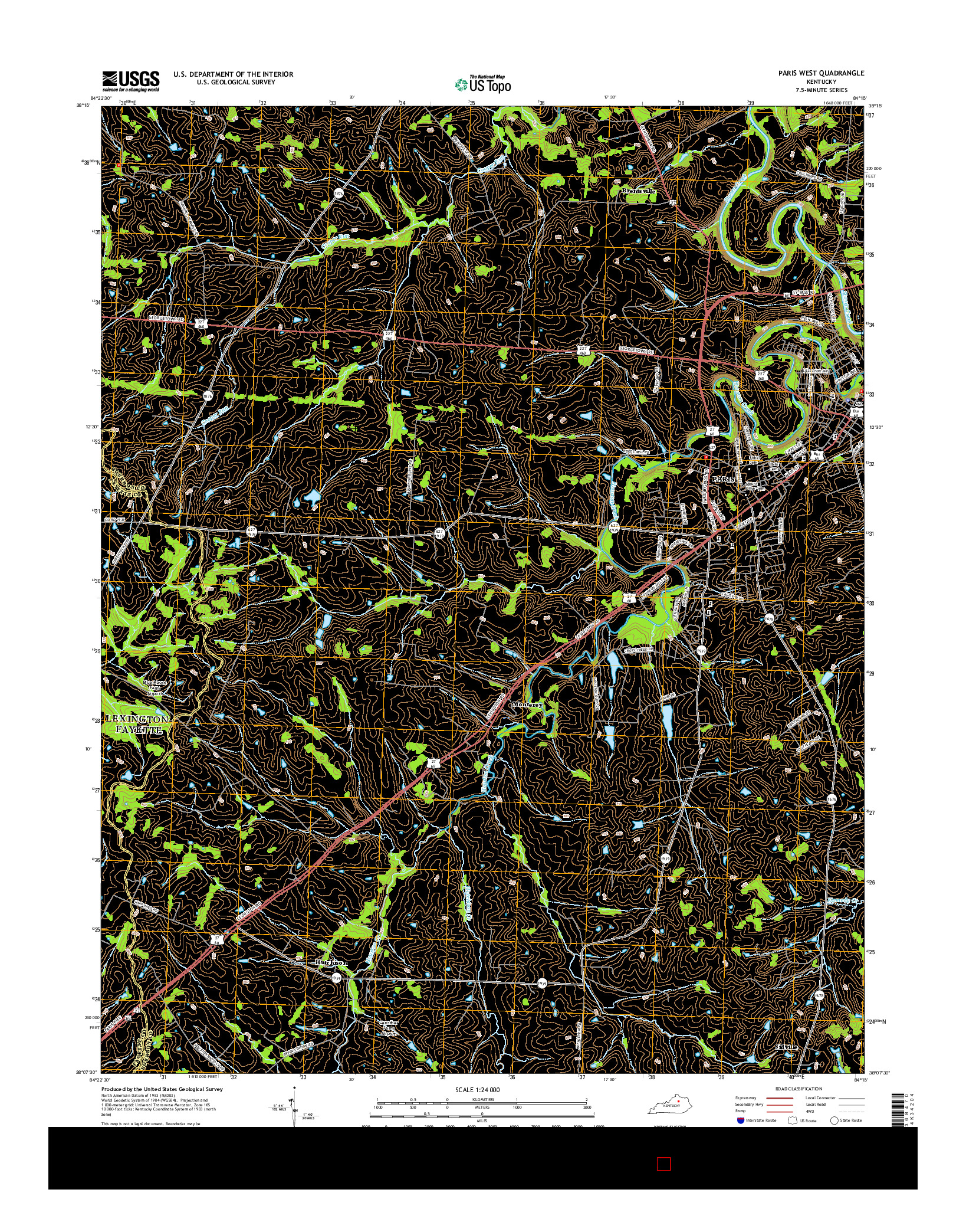 USGS US TOPO 7.5-MINUTE MAP FOR PARIS WEST, KY 2016