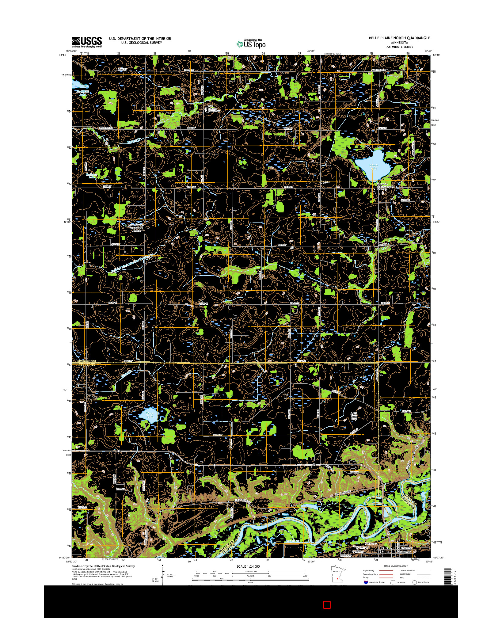 USGS US TOPO 7.5-MINUTE MAP FOR BELLE PLAINE NORTH, MN 2016
