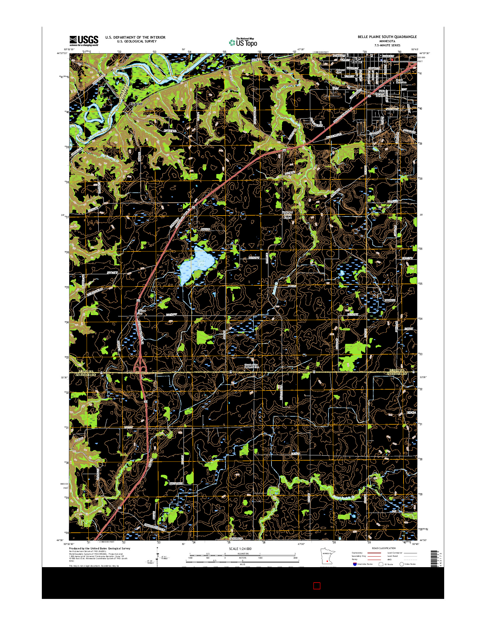 USGS US TOPO 7.5-MINUTE MAP FOR BELLE PLAINE SOUTH, MN 2016