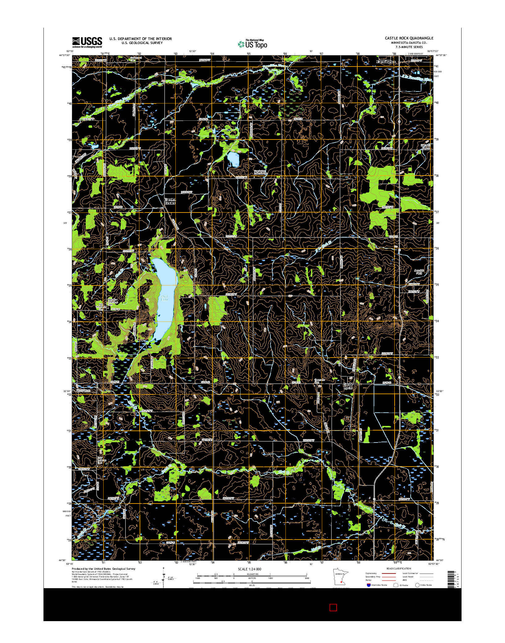 USGS US TOPO 7.5-MINUTE MAP FOR CASTLE ROCK, MN 2016