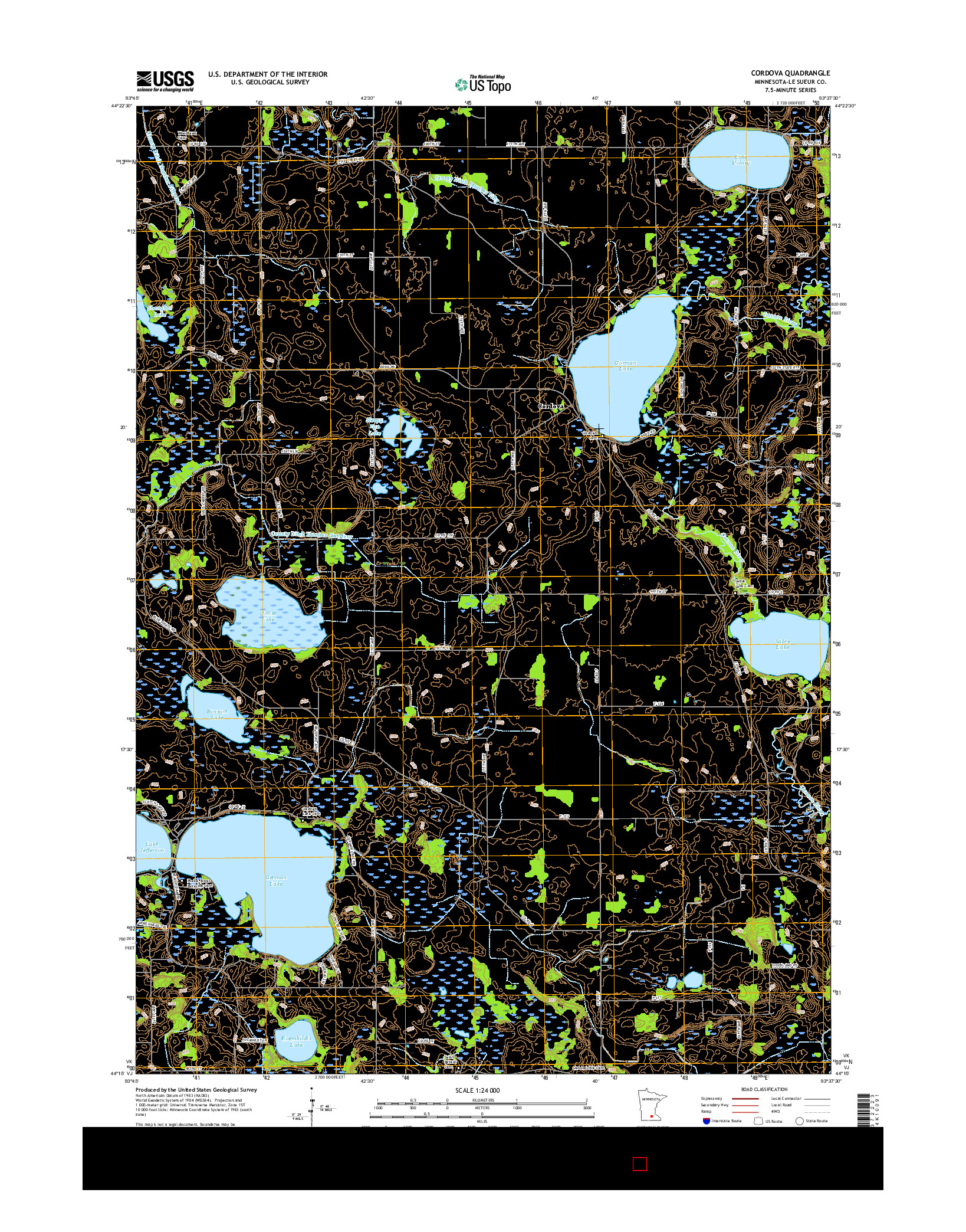 USGS US TOPO 7.5-MINUTE MAP FOR CORDOVA, MN 2016