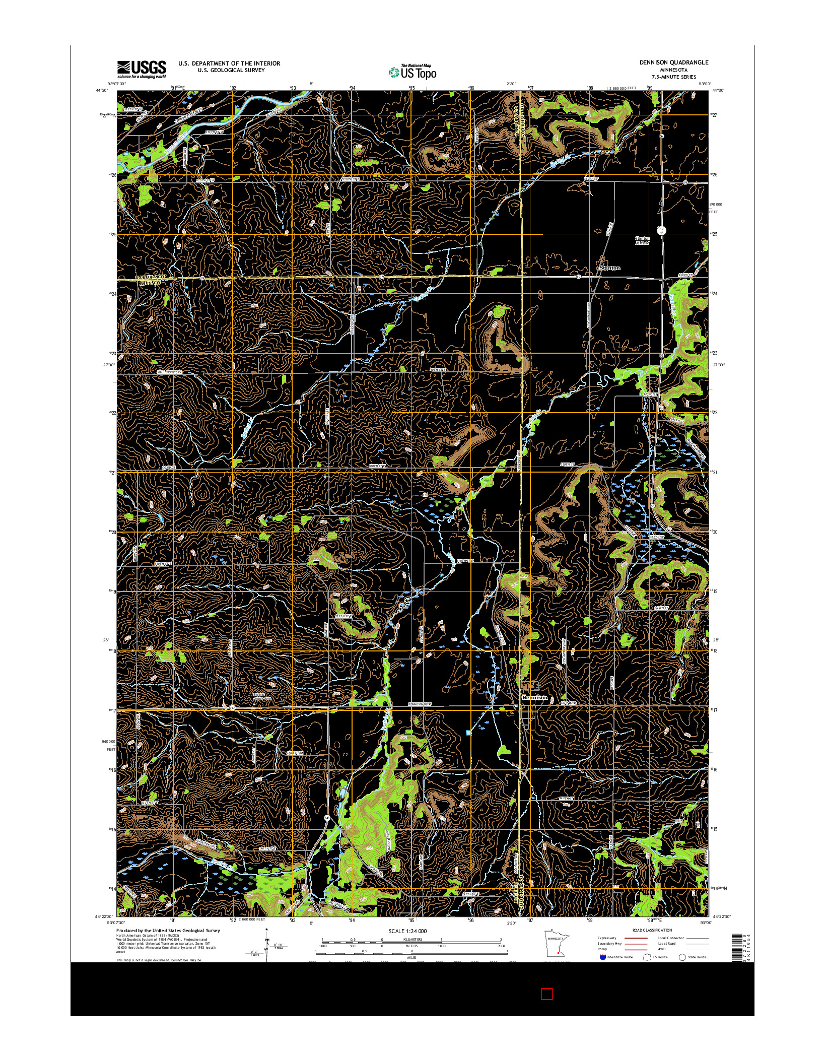 USGS US TOPO 7.5-MINUTE MAP FOR DENNISON, MN 2016