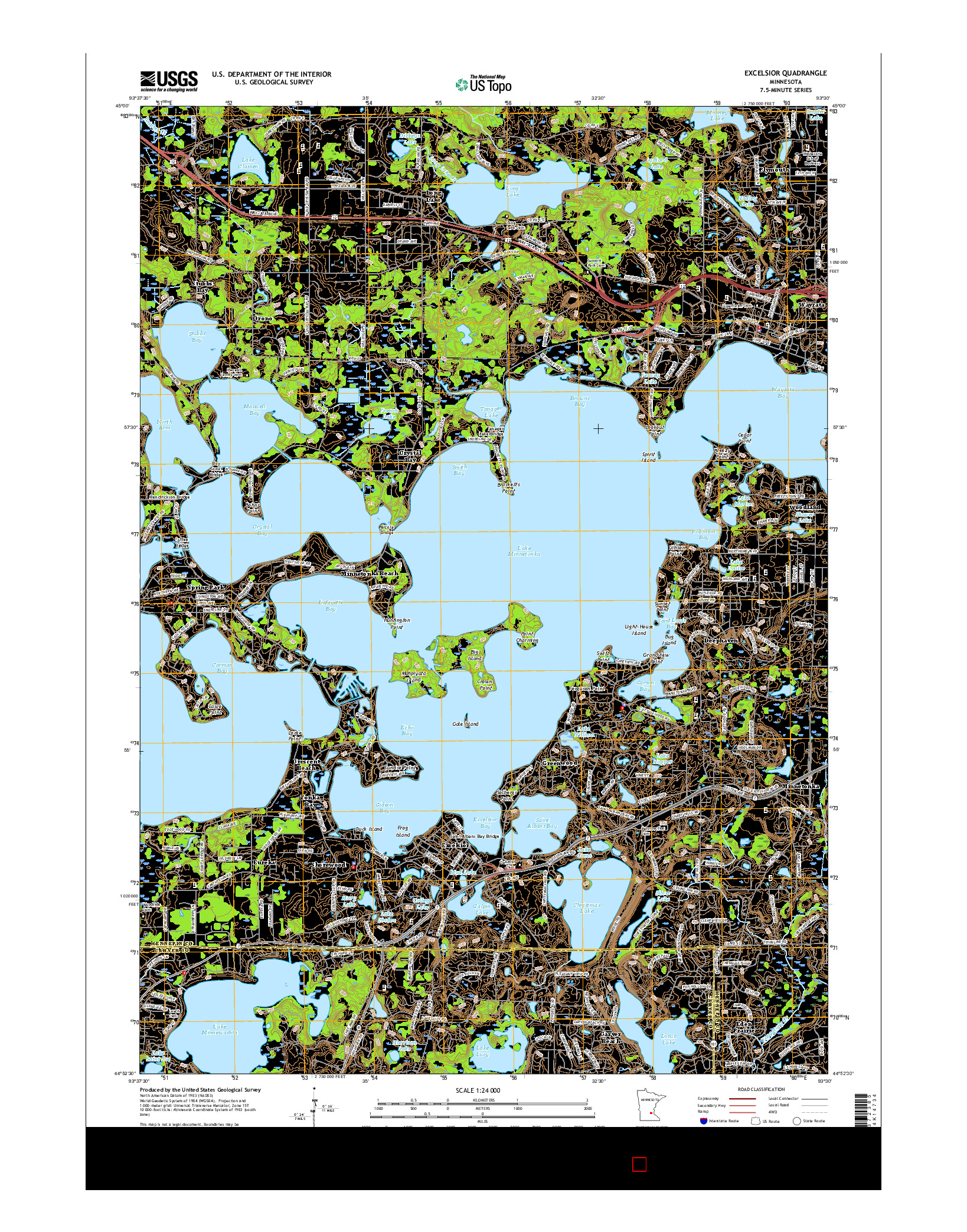 USGS US TOPO 7.5-MINUTE MAP FOR EXCELSIOR, MN 2016