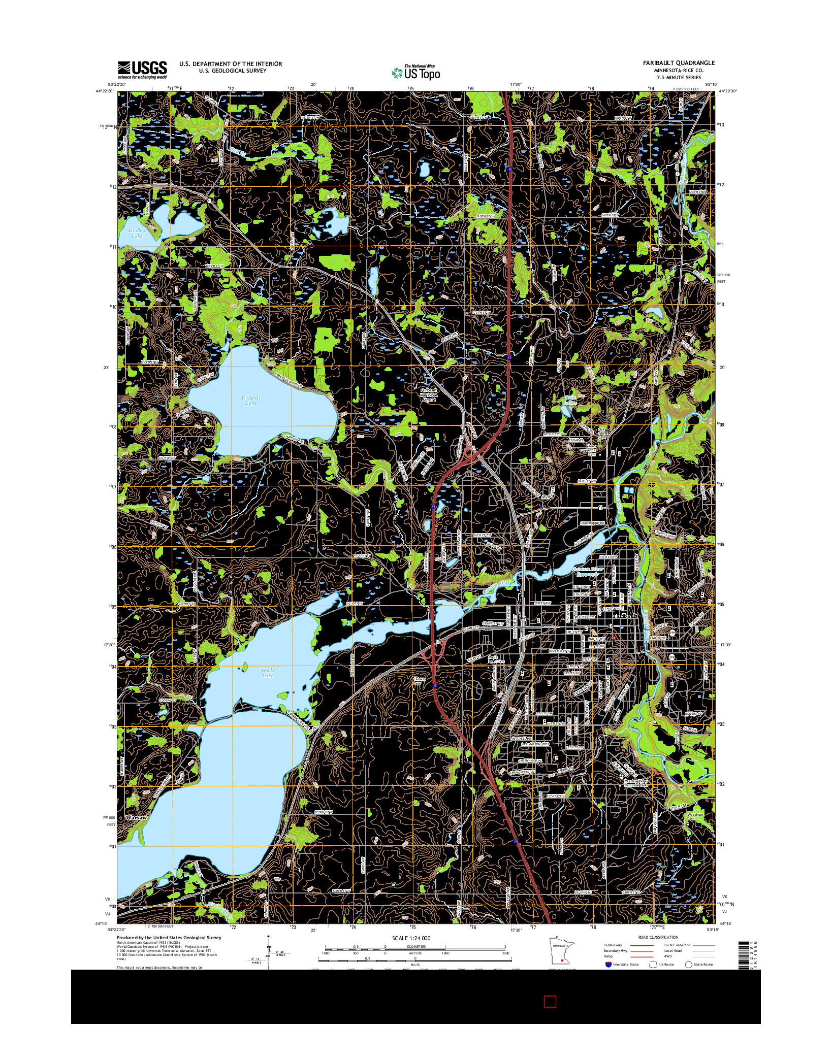 USGS US TOPO 7.5-MINUTE MAP FOR FARIBAULT, MN 2016