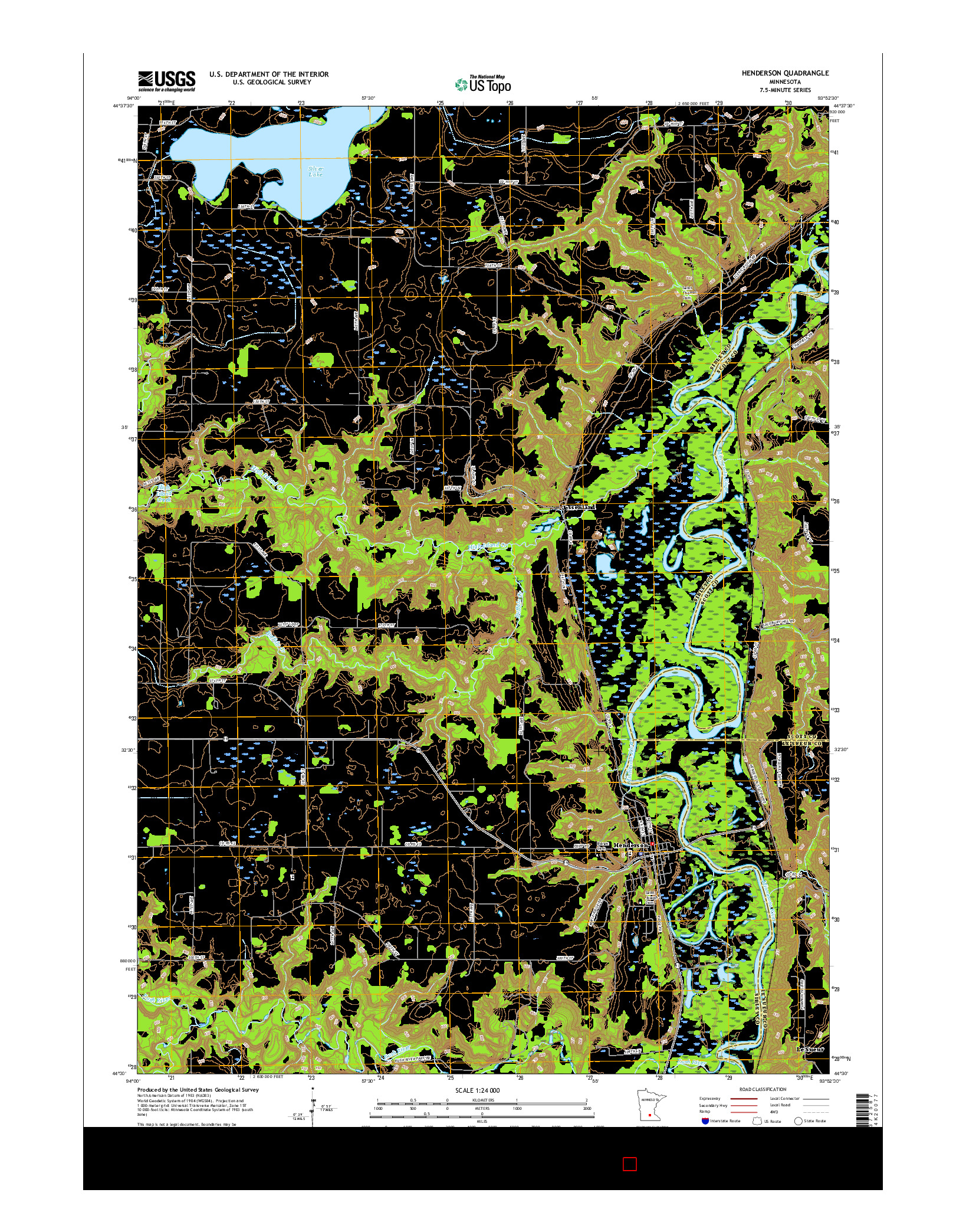 USGS US TOPO 7.5-MINUTE MAP FOR HENDERSON, MN 2016
