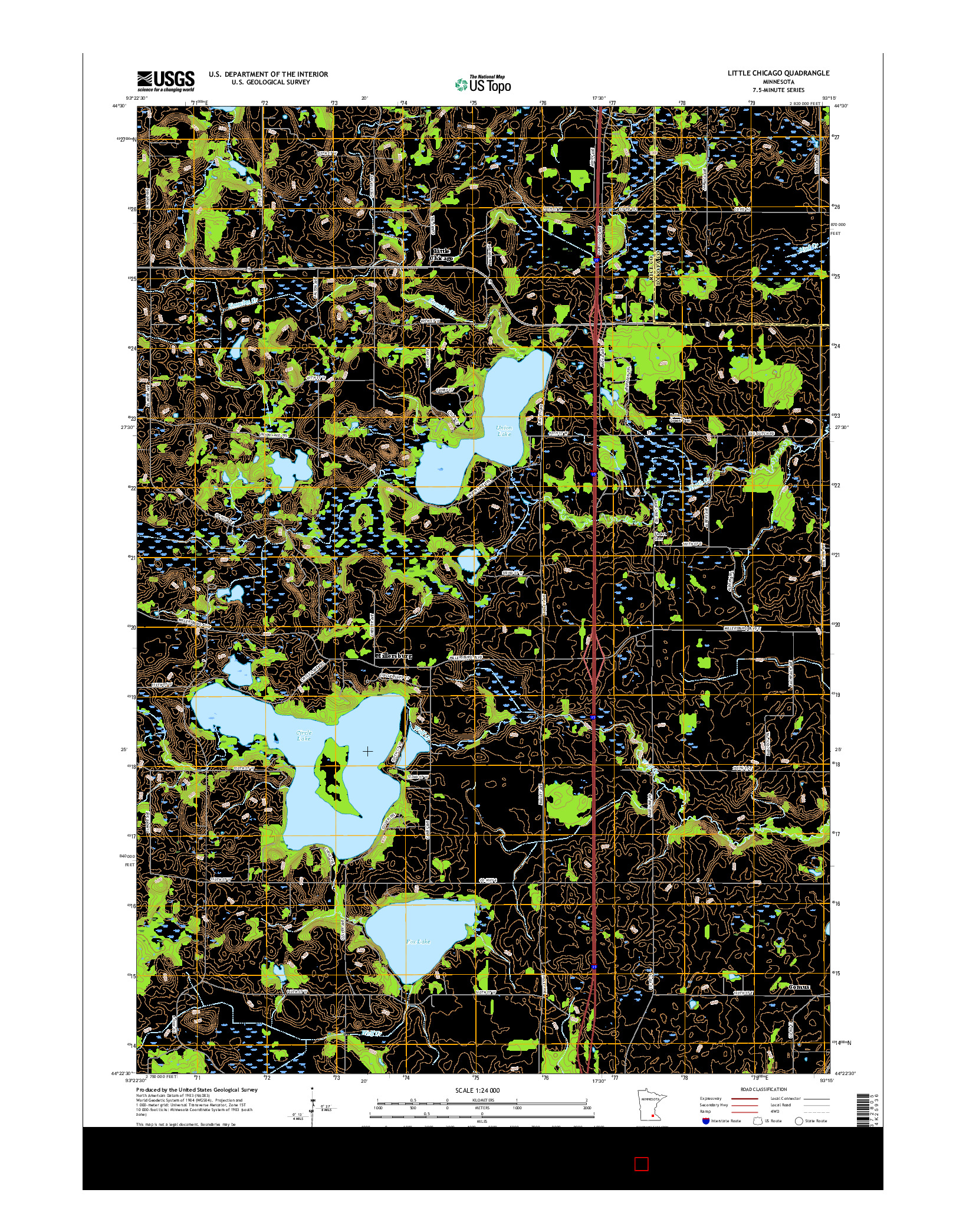 USGS US TOPO 7.5-MINUTE MAP FOR LITTLE CHICAGO, MN 2016