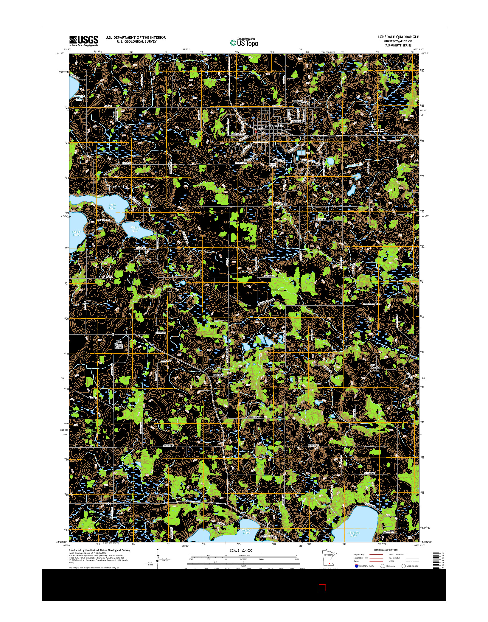 USGS US TOPO 7.5-MINUTE MAP FOR LONSDALE, MN 2016