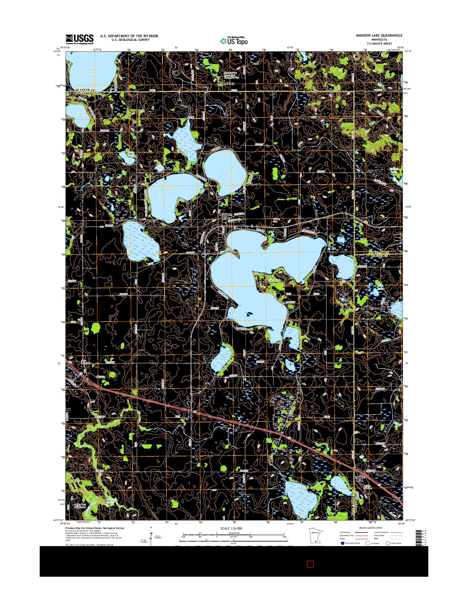 USGS US TOPO 7.5-MINUTE MAP FOR MADISON LAKE, MN 2016