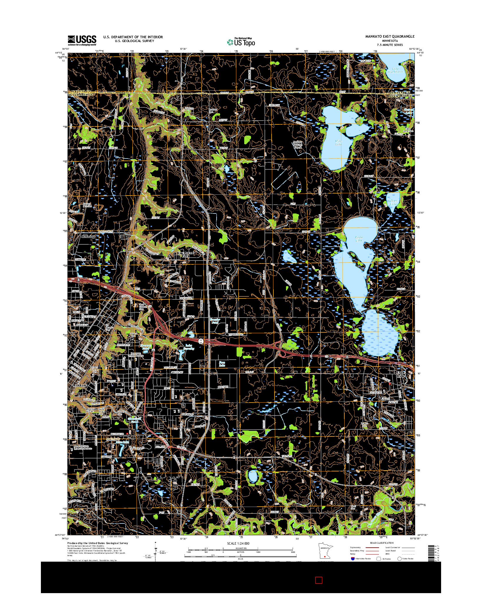 USGS US TOPO 7.5-MINUTE MAP FOR MANKATO EAST, MN 2016